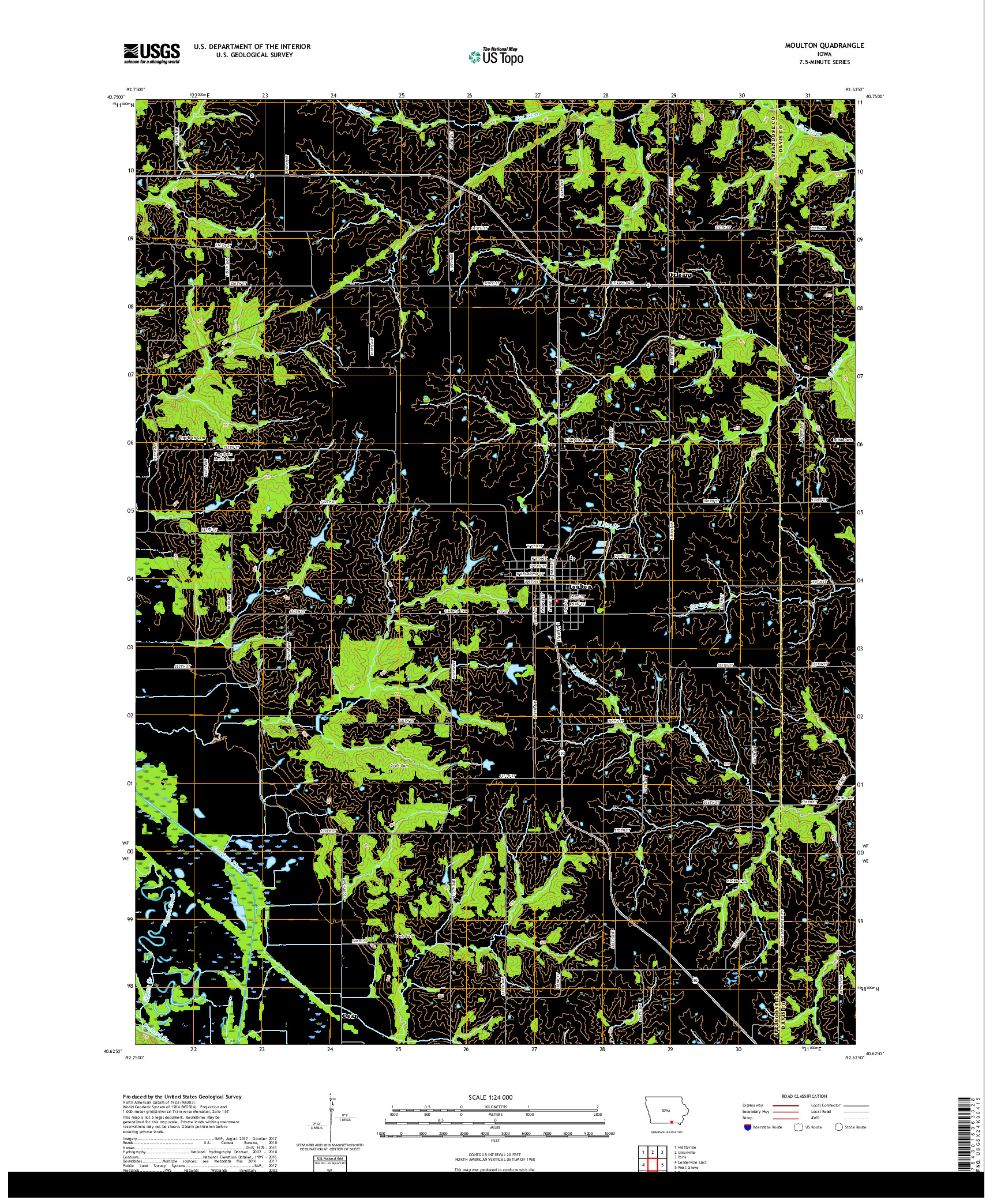 USGS US TOPO 7.5-MINUTE MAP FOR MOULTON, IA 2018