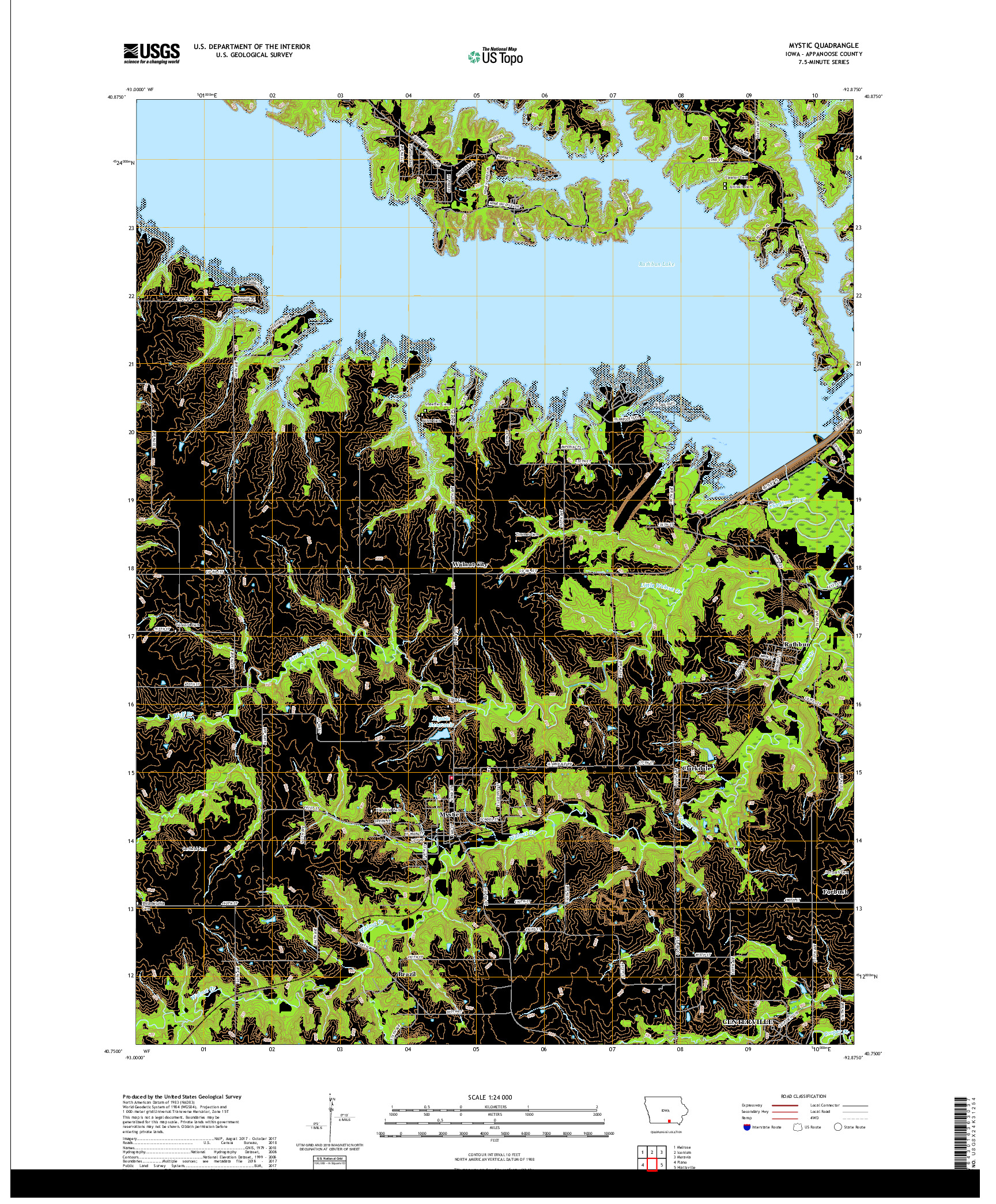 USGS US TOPO 7.5-MINUTE MAP FOR MYSTIC, IA 2018