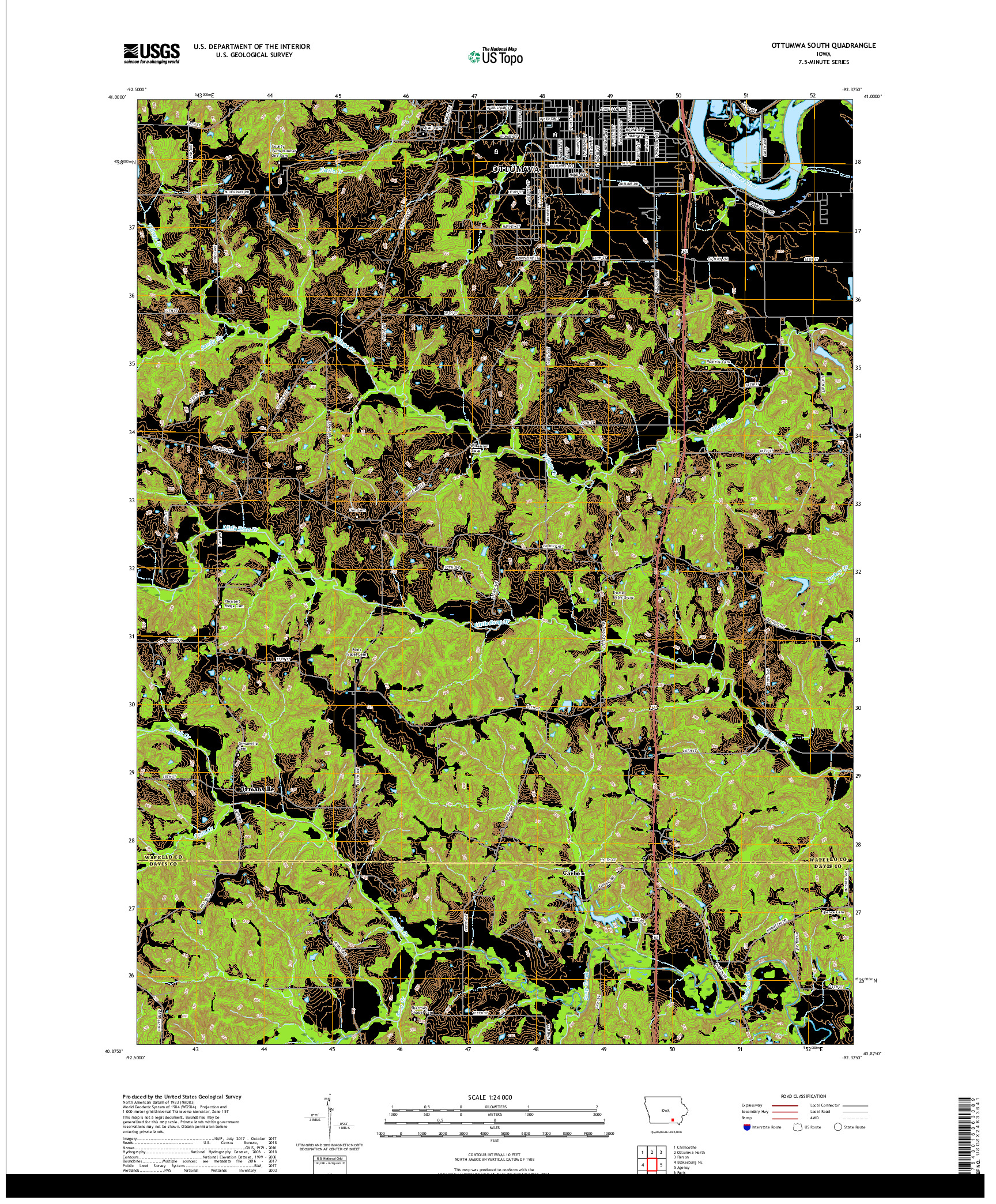 USGS US TOPO 7.5-MINUTE MAP FOR OTTUMWA SOUTH, IA 2018