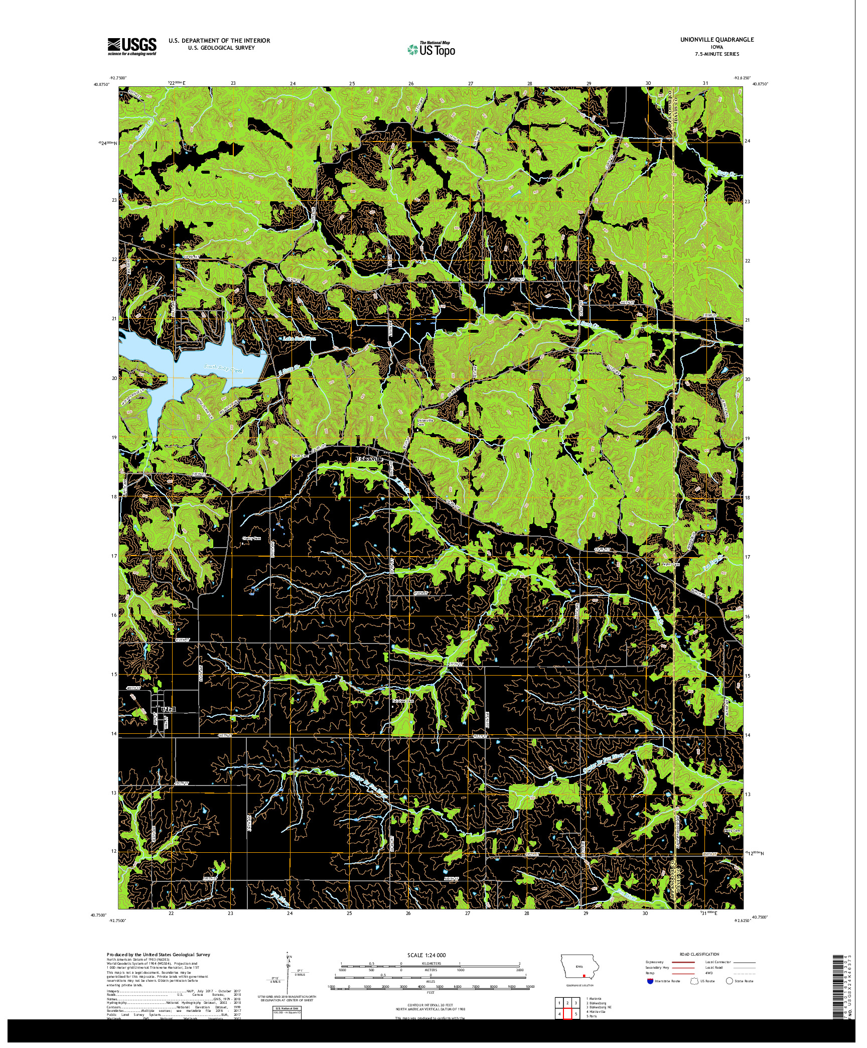 USGS US TOPO 7.5-MINUTE MAP FOR UNIONVILLE, IA 2018