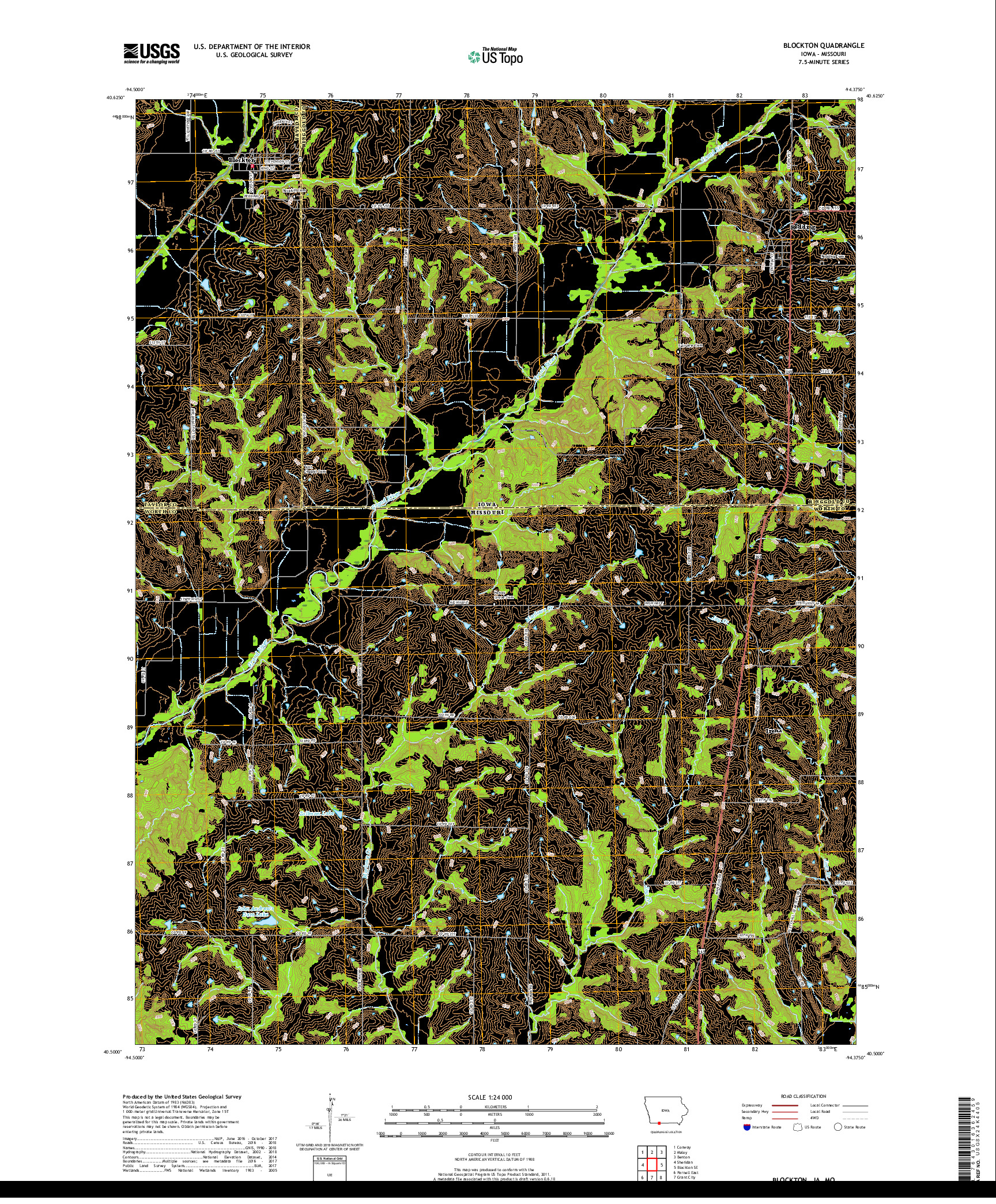 USGS US TOPO 7.5-MINUTE MAP FOR BLOCKTON, IA,MO 2018