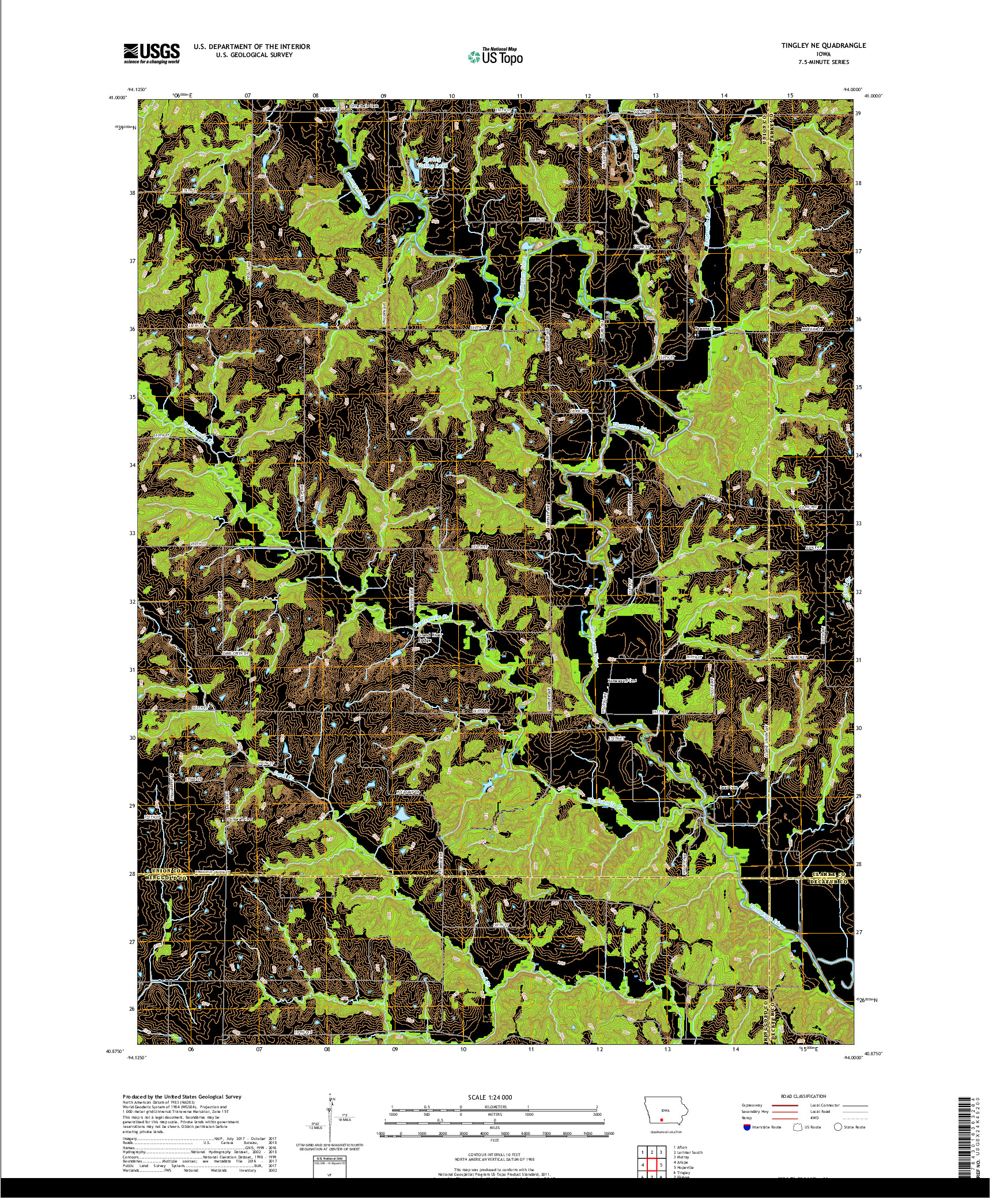 USGS US TOPO 7.5-MINUTE MAP FOR TINGLEY NE, IA 2018
