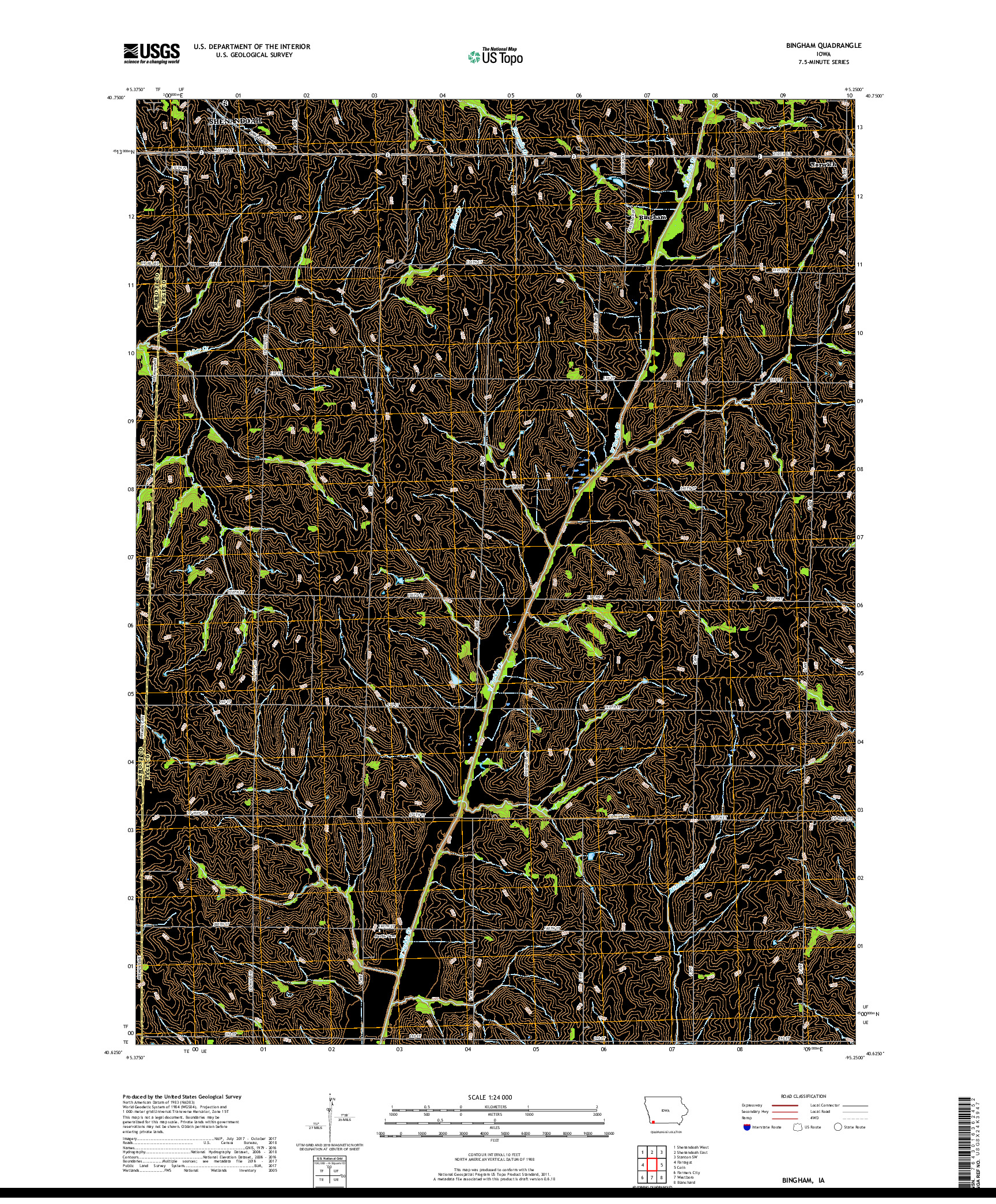 USGS US TOPO 7.5-MINUTE MAP FOR BINGHAM, IA 2018