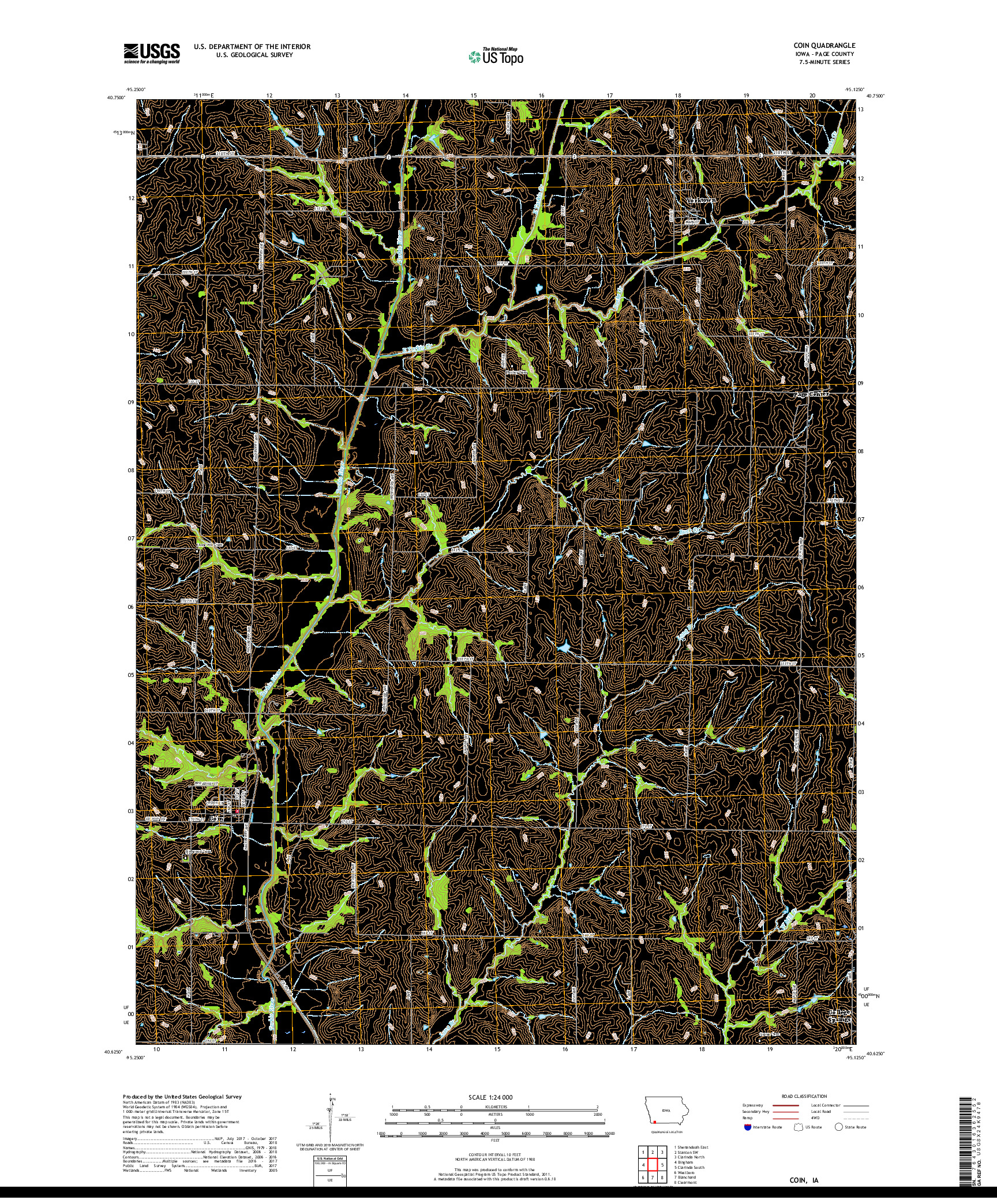 USGS US TOPO 7.5-MINUTE MAP FOR COIN, IA 2018