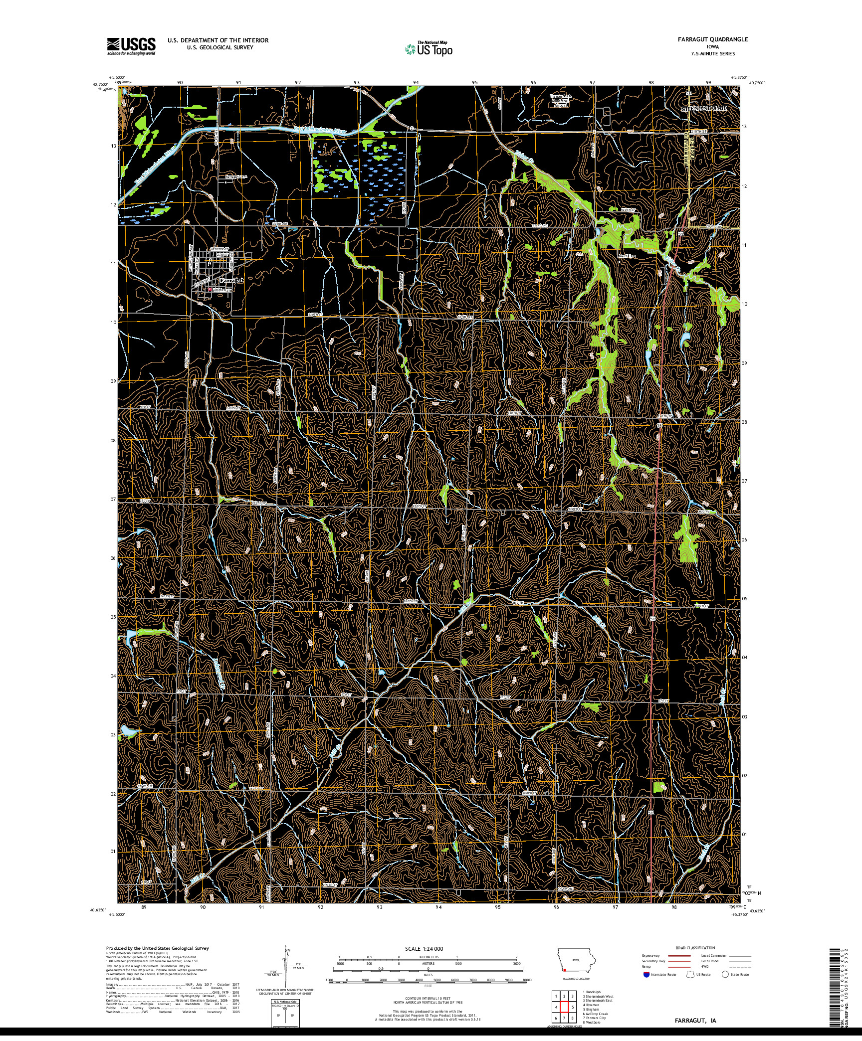USGS US TOPO 7.5-MINUTE MAP FOR FARRAGUT, IA 2018