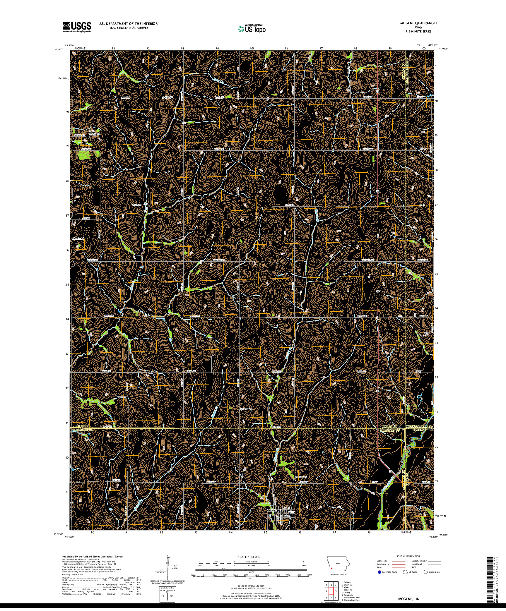 USGS US TOPO 7.5-MINUTE MAP FOR IMOGENE, IA 2018