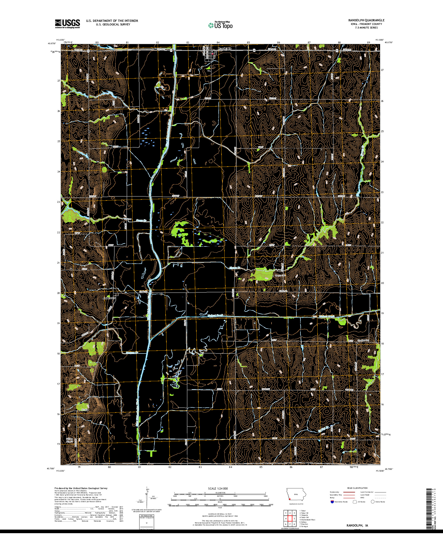 USGS US TOPO 7.5-MINUTE MAP FOR RANDOLPH, IA 2018