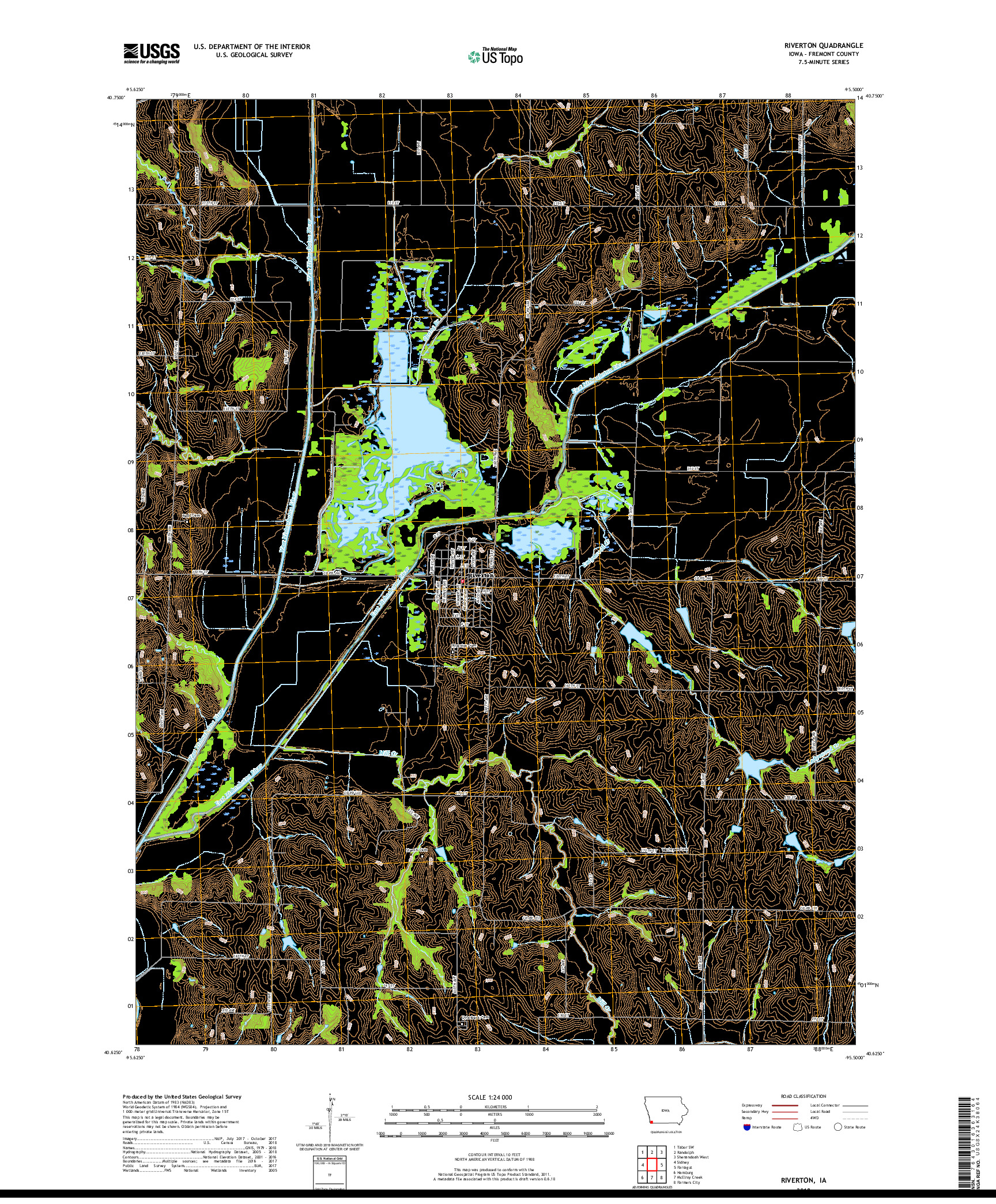 USGS US TOPO 7.5-MINUTE MAP FOR RIVERTON, IA 2018