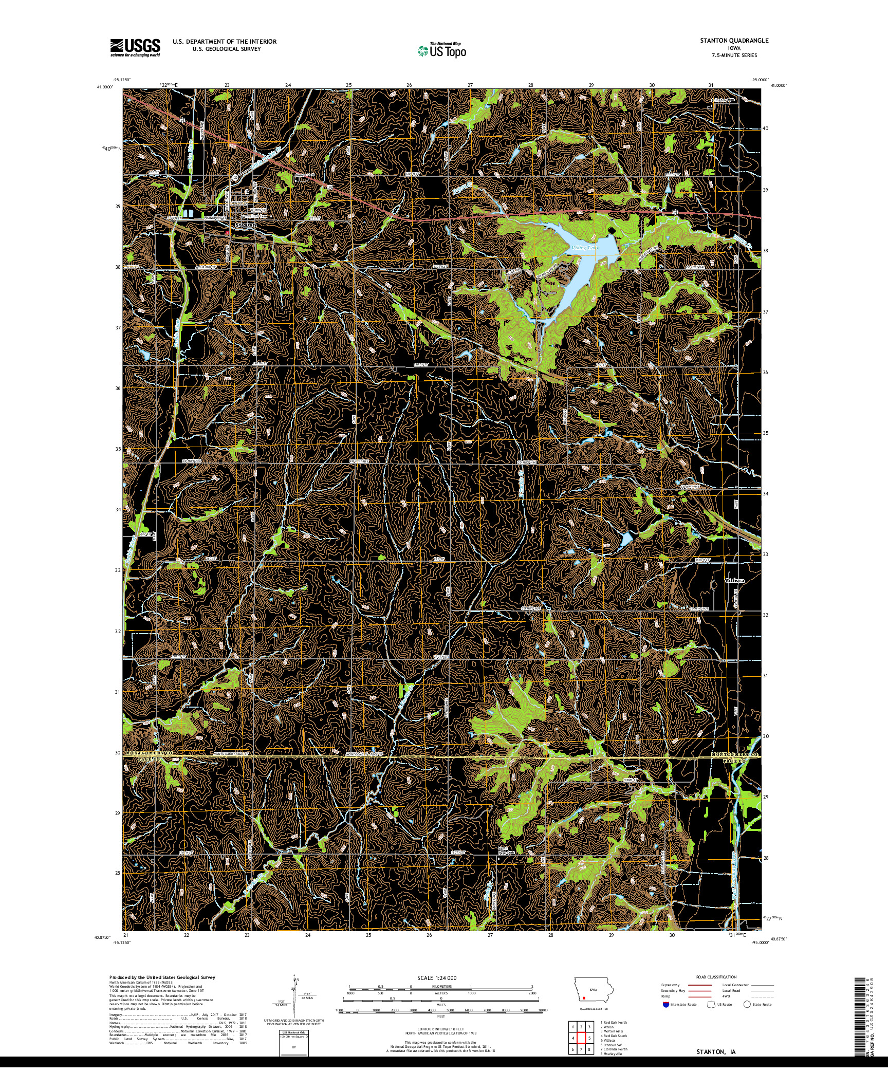 USGS US TOPO 7.5-MINUTE MAP FOR STANTON, IA 2018