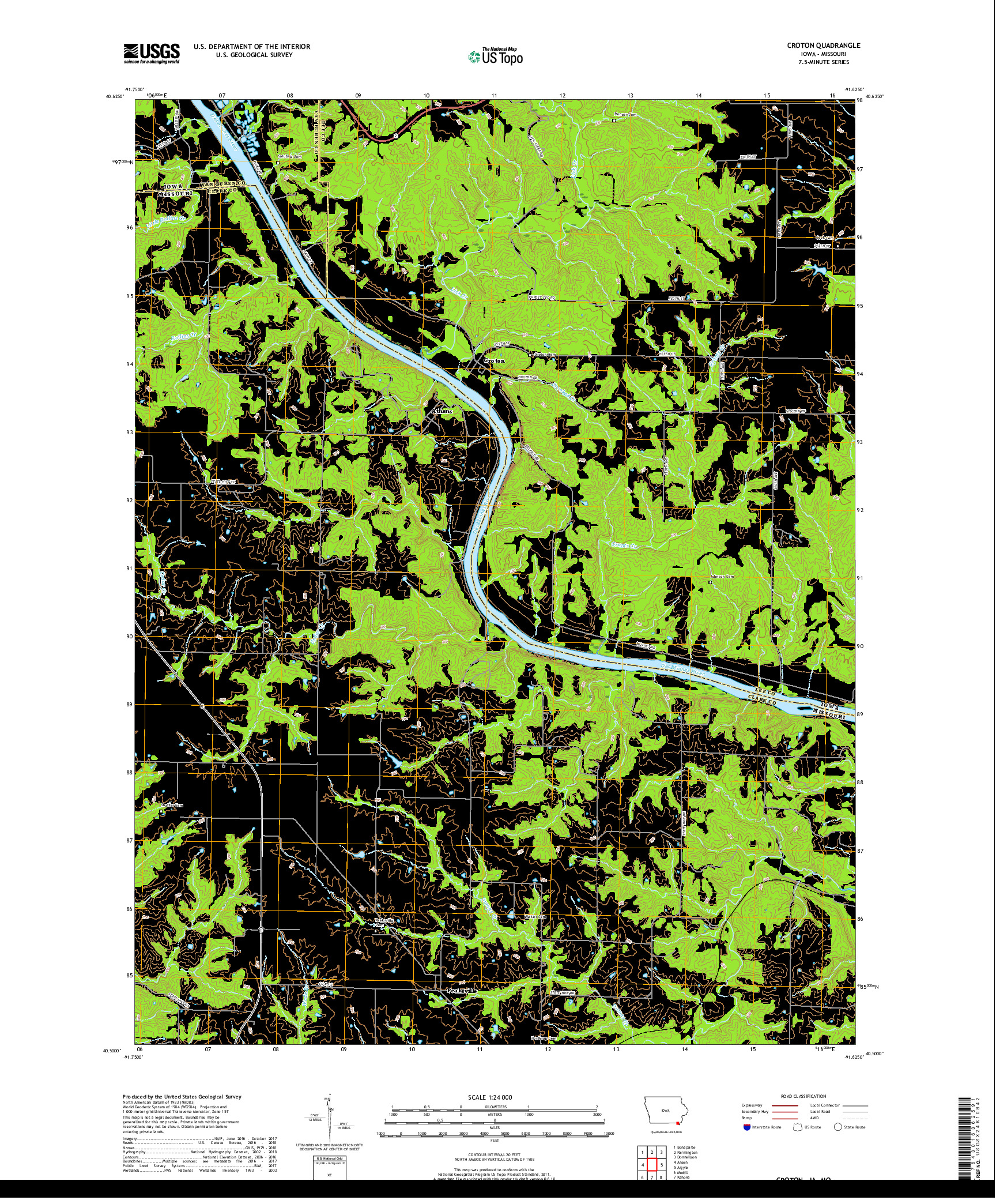 USGS US TOPO 7.5-MINUTE MAP FOR CROTON, IA,MO 2018