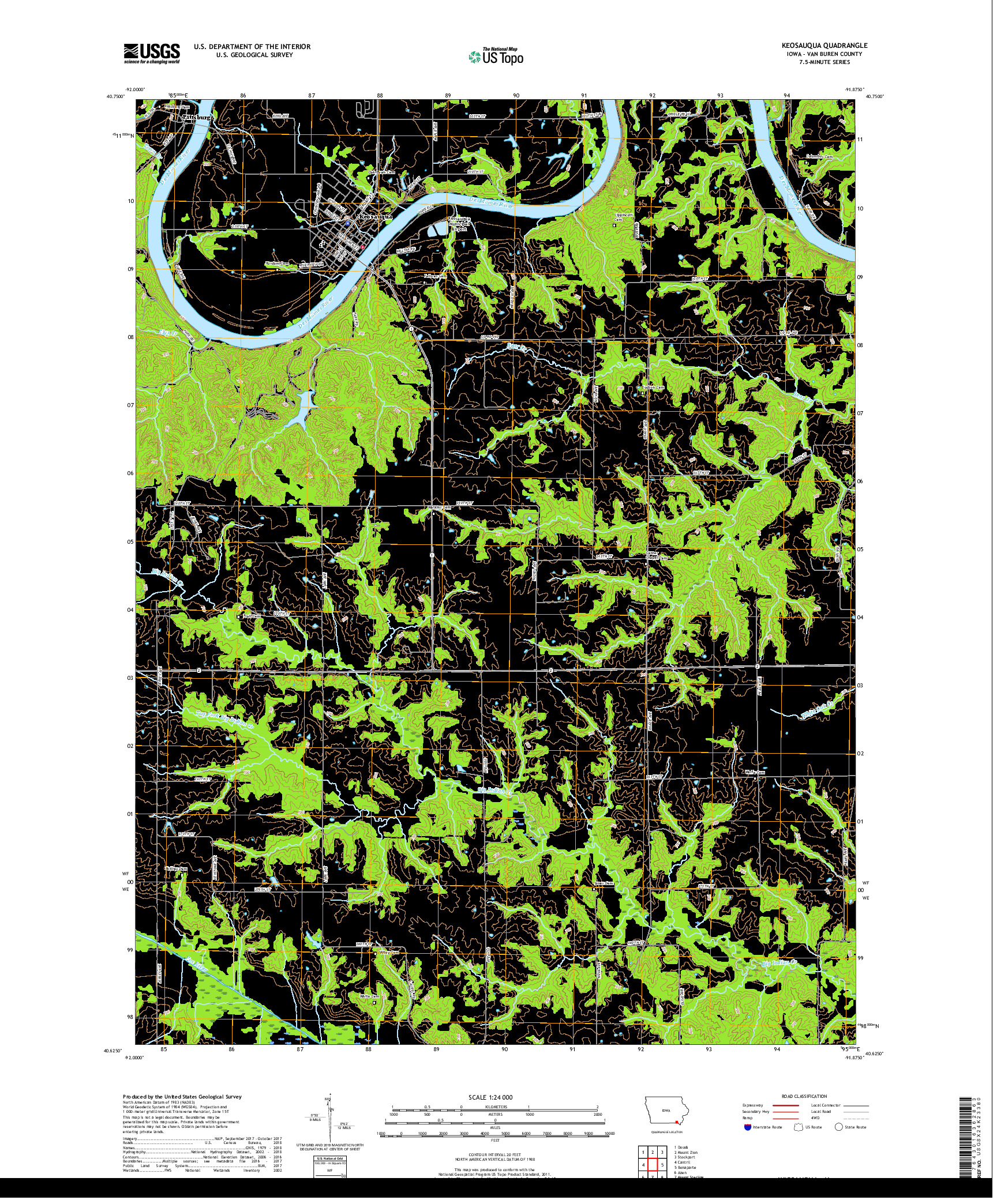 USGS US TOPO 7.5-MINUTE MAP FOR KEOSAUQUA, IA 2018