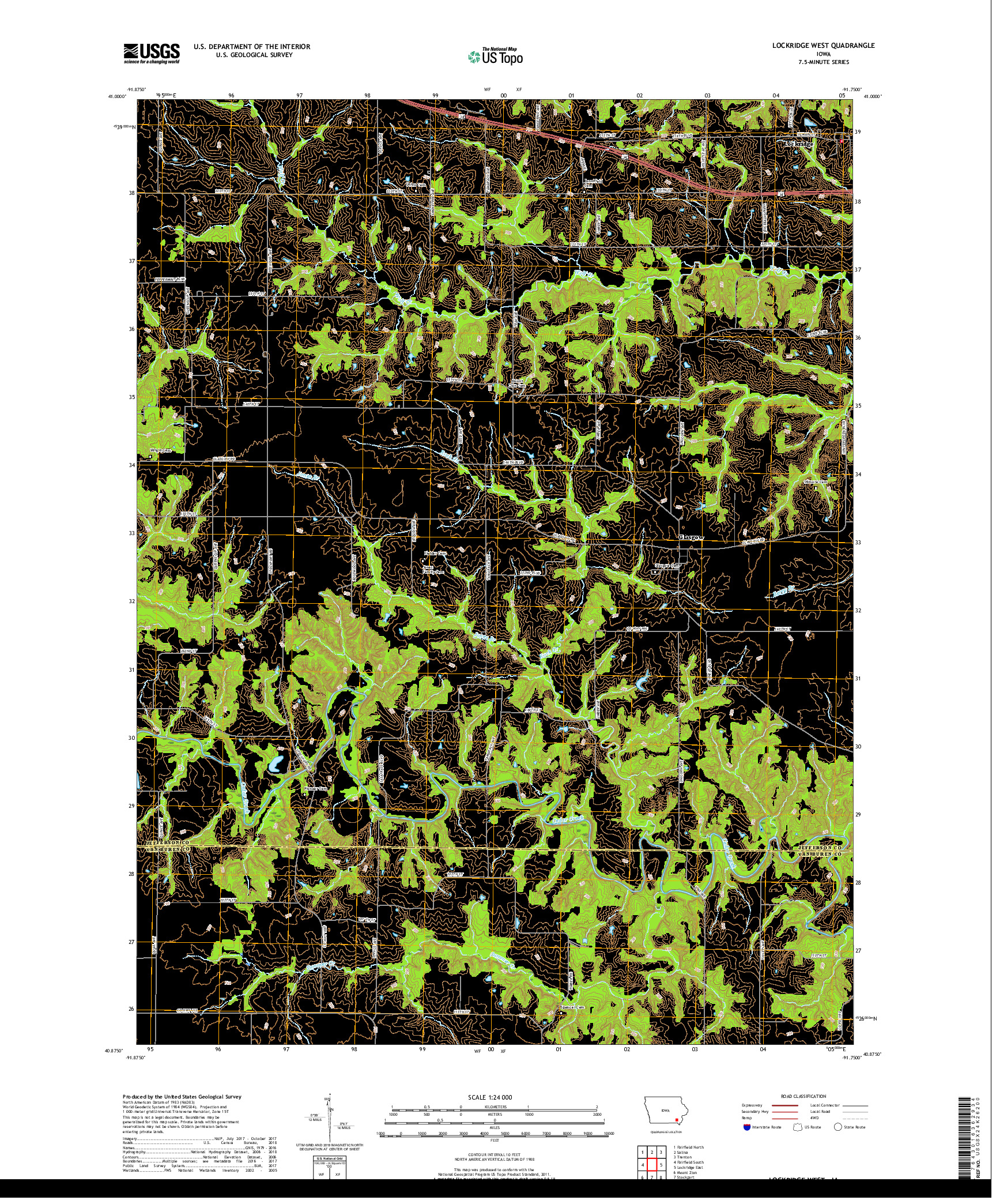 USGS US TOPO 7.5-MINUTE MAP FOR LOCKRIDGE WEST, IA 2018