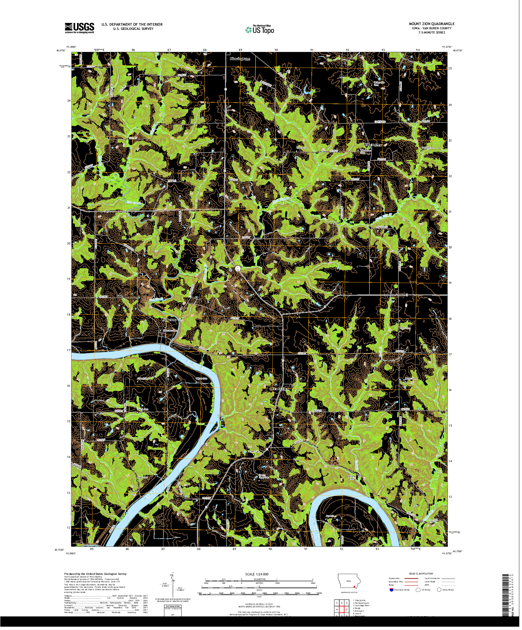 USGS US TOPO 7.5-MINUTE MAP FOR MOUNT ZION, IA 2018