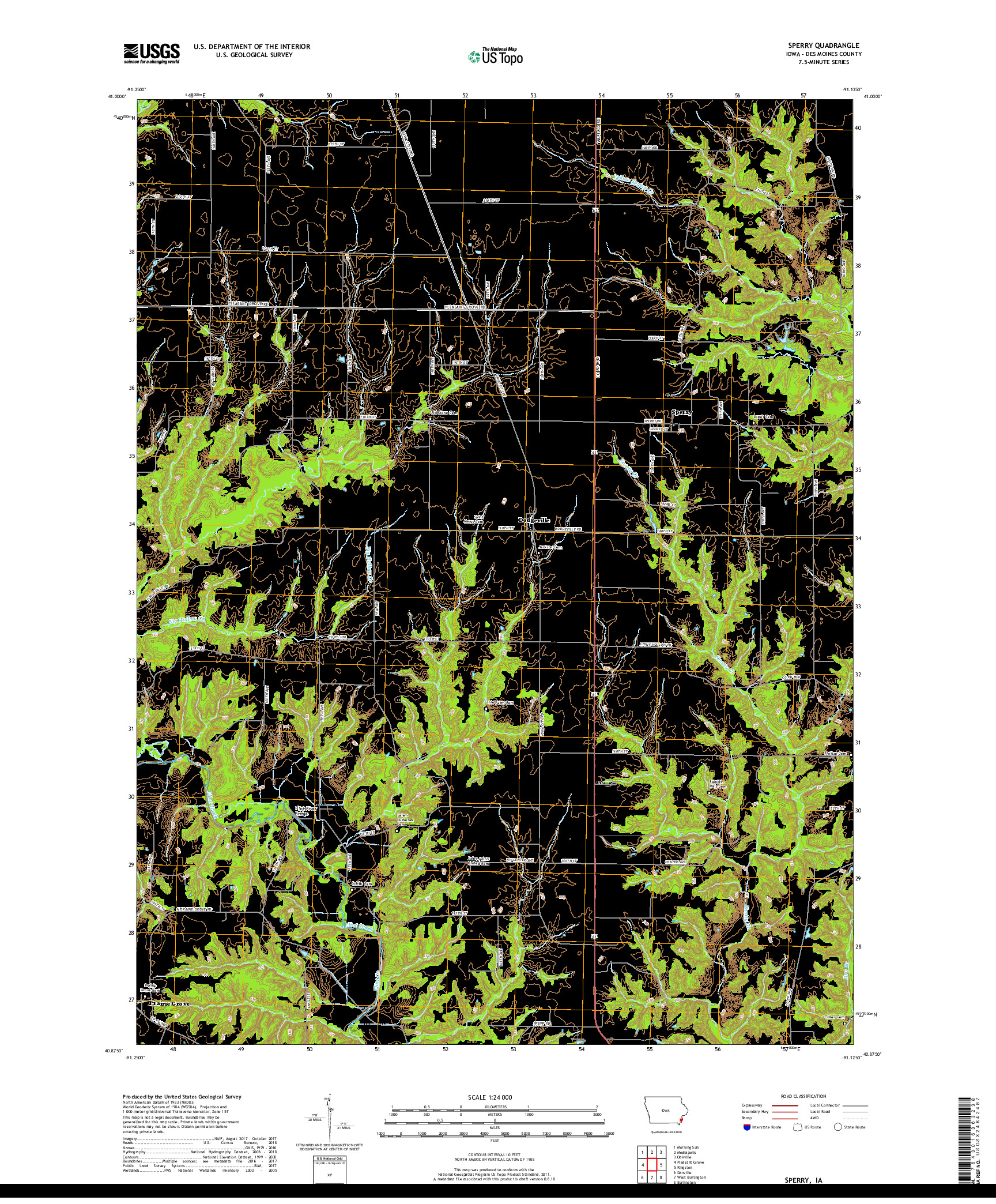 USGS US TOPO 7.5-MINUTE MAP FOR SPERRY, IA 2018