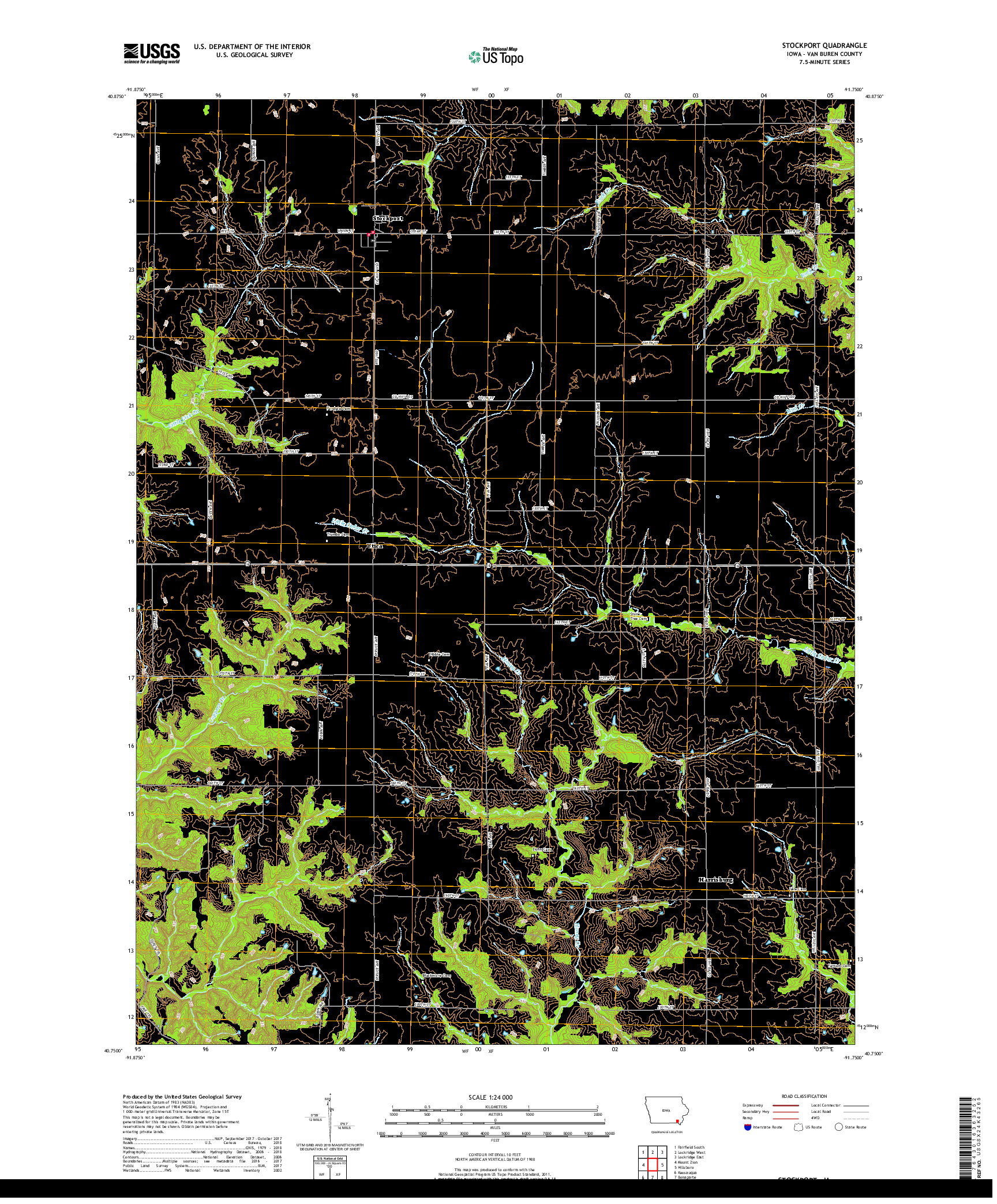 USGS US TOPO 7.5-MINUTE MAP FOR STOCKPORT, IA 2018