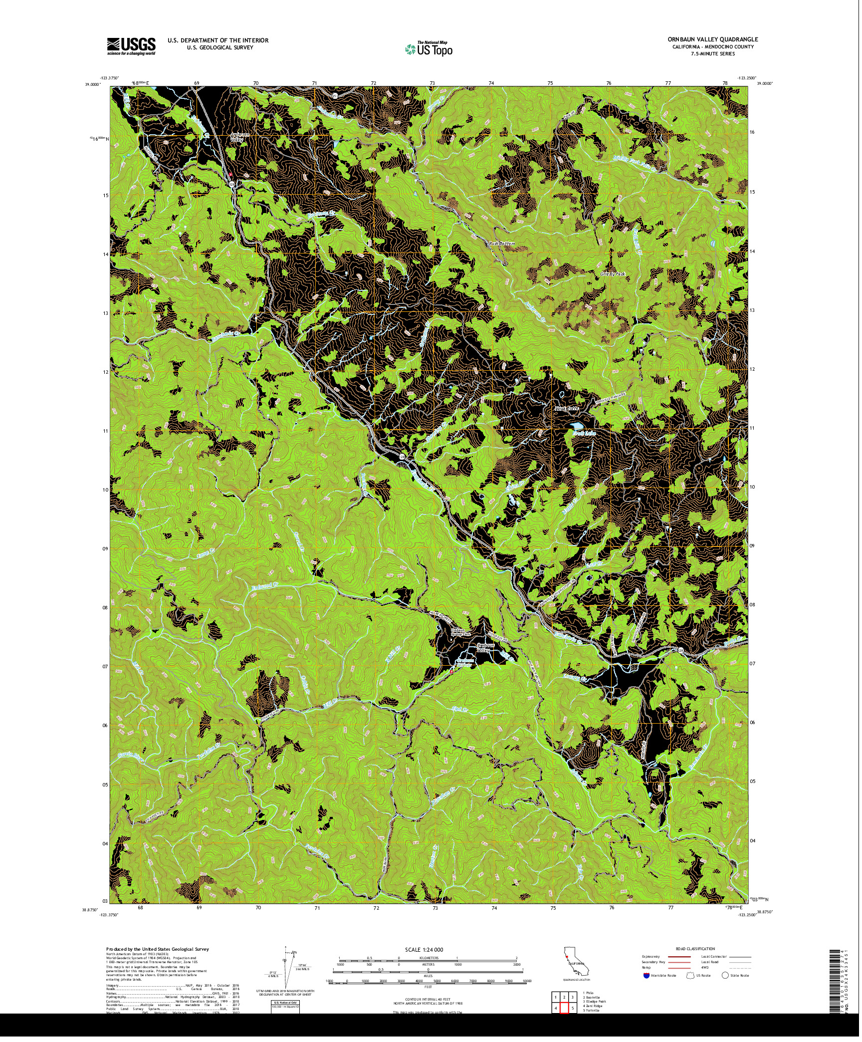 USGS US TOPO 7.5-MINUTE MAP FOR ORNBAUN VALLEY, CA 2018