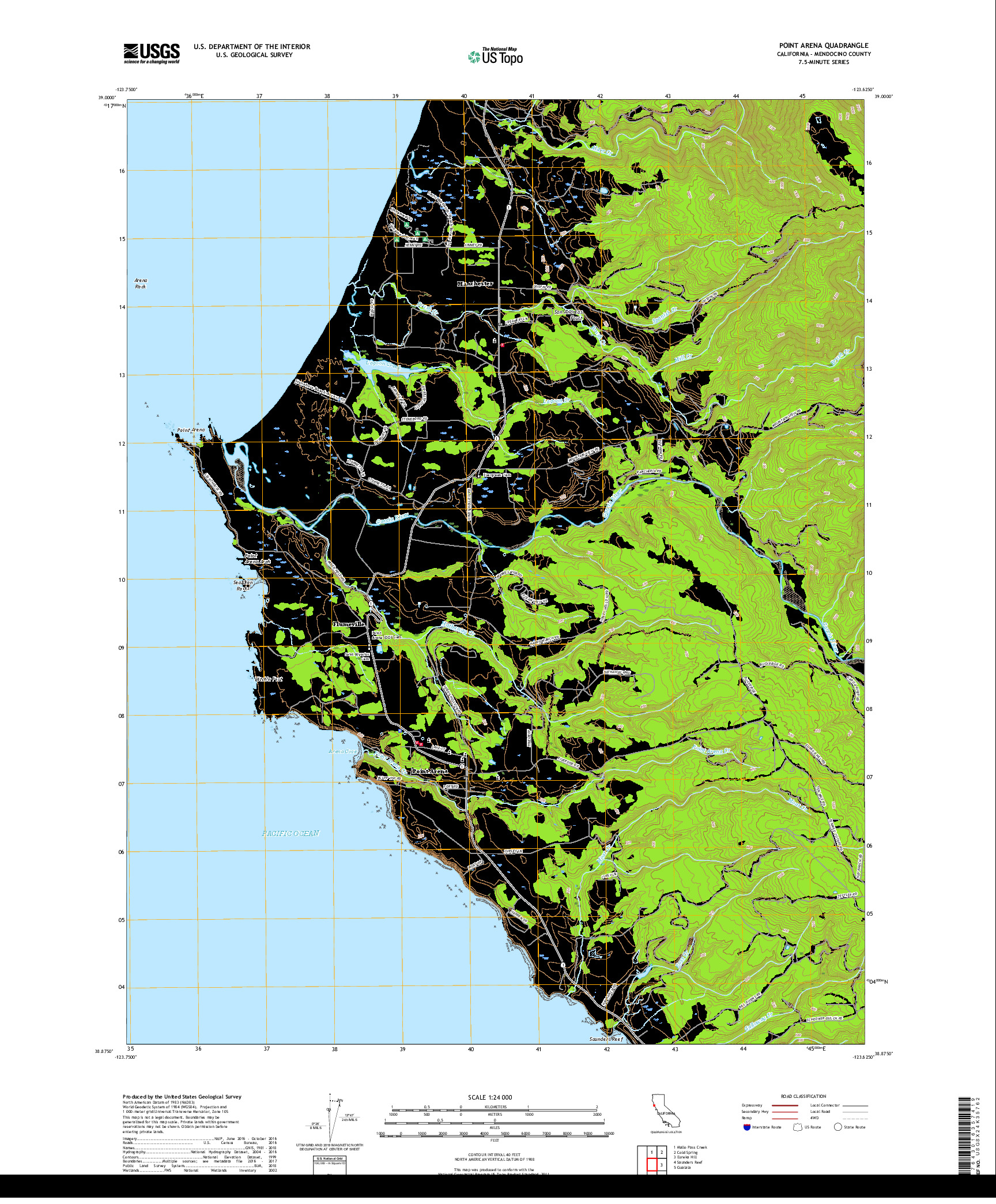 USGS US TOPO 7.5-MINUTE MAP FOR POINT ARENA, CA 2018