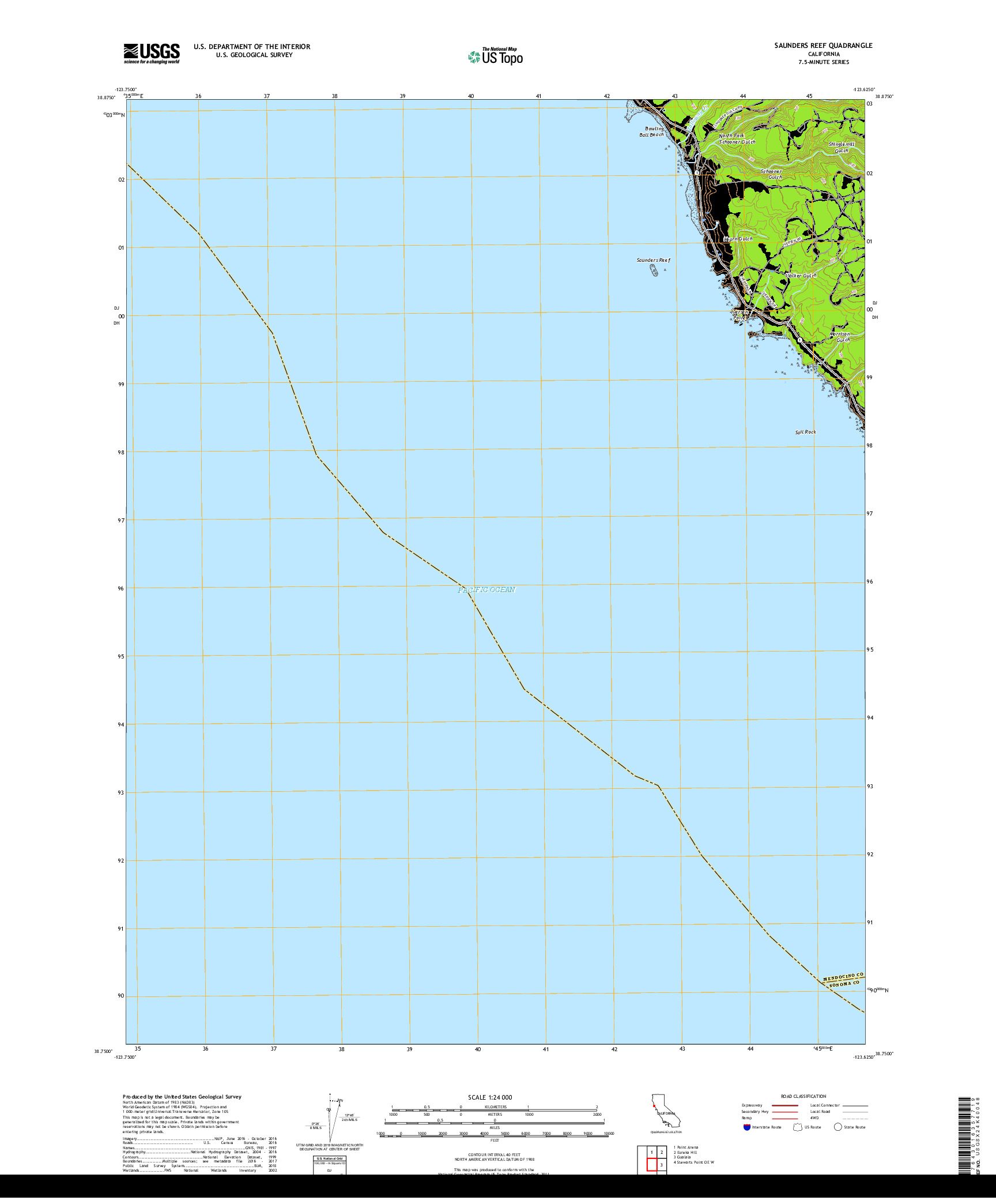 USGS US TOPO 7.5-MINUTE MAP FOR SAUNDERS REEF, CA 2018