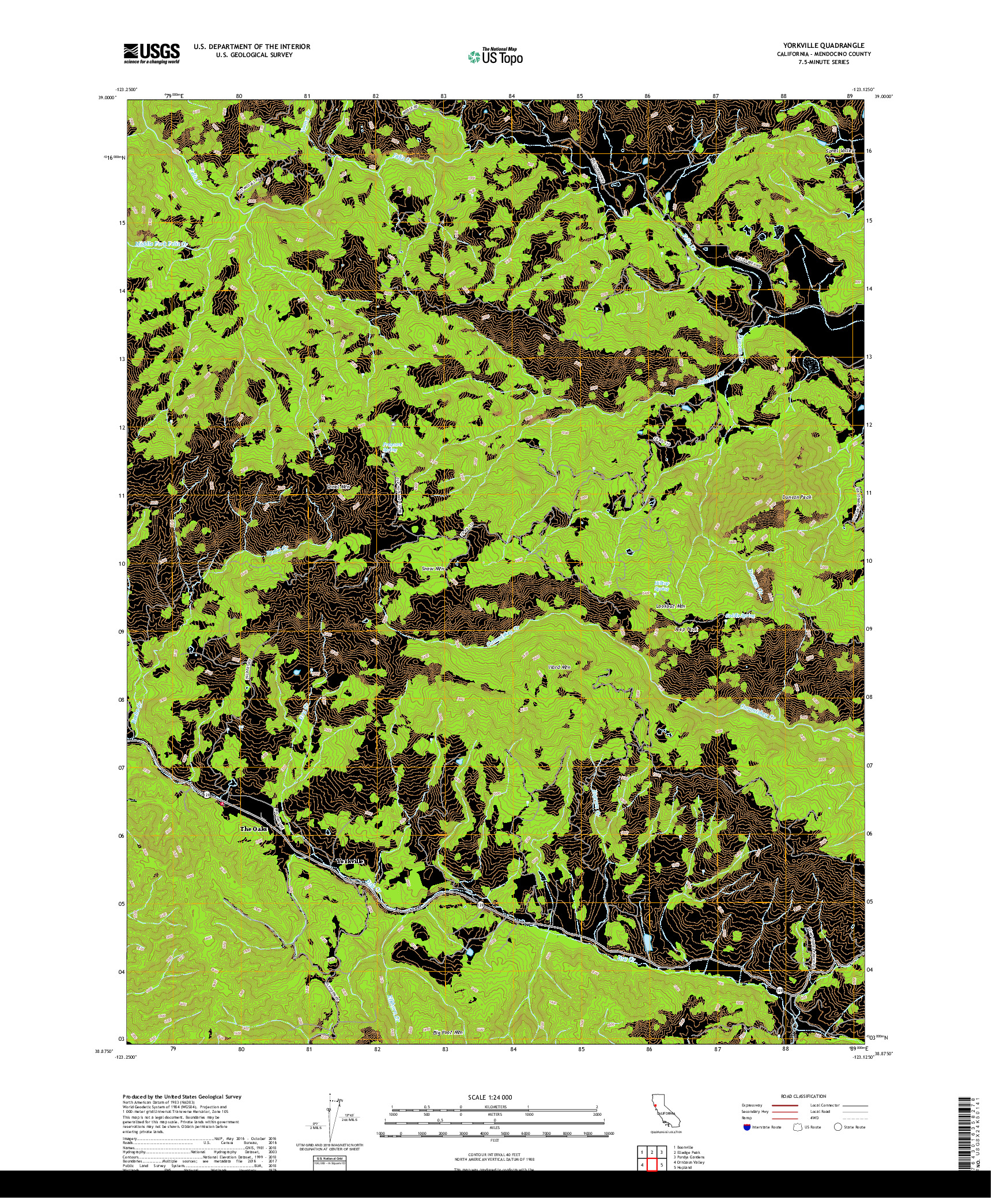 USGS US TOPO 7.5-MINUTE MAP FOR YORKVILLE, CA 2018