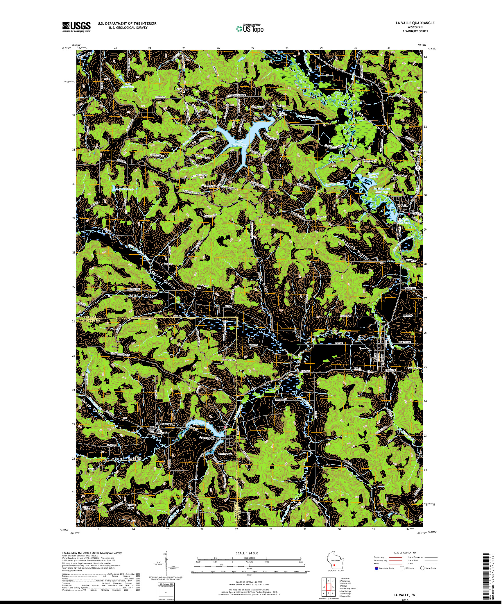 USGS US TOPO 7.5-MINUTE MAP FOR LA VALLE, WI 2018
