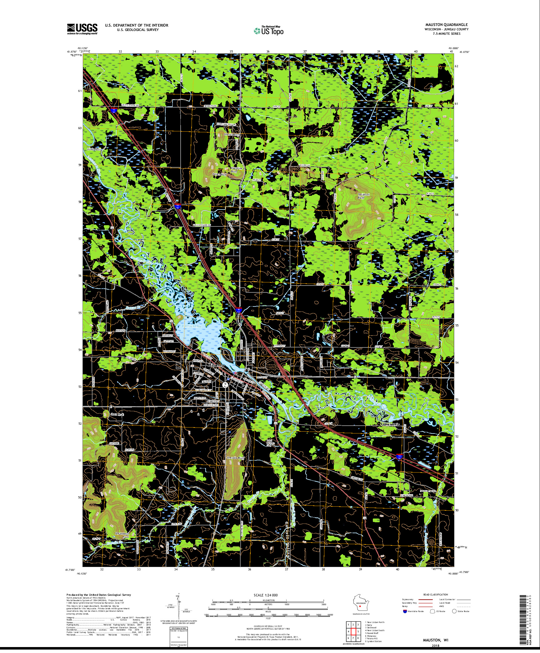 USGS US TOPO 7.5-MINUTE MAP FOR MAUSTON, WI 2018