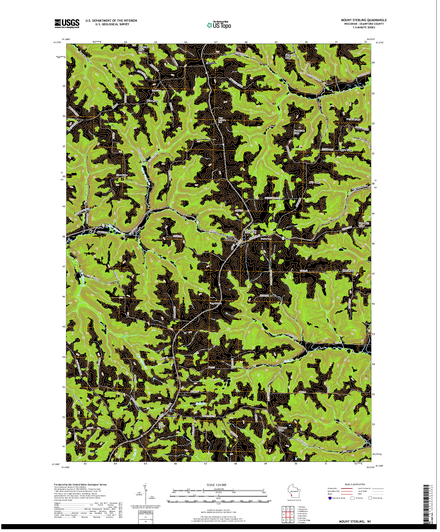 USGS US TOPO 7.5-MINUTE MAP FOR MOUNT STERLING, WI 2018