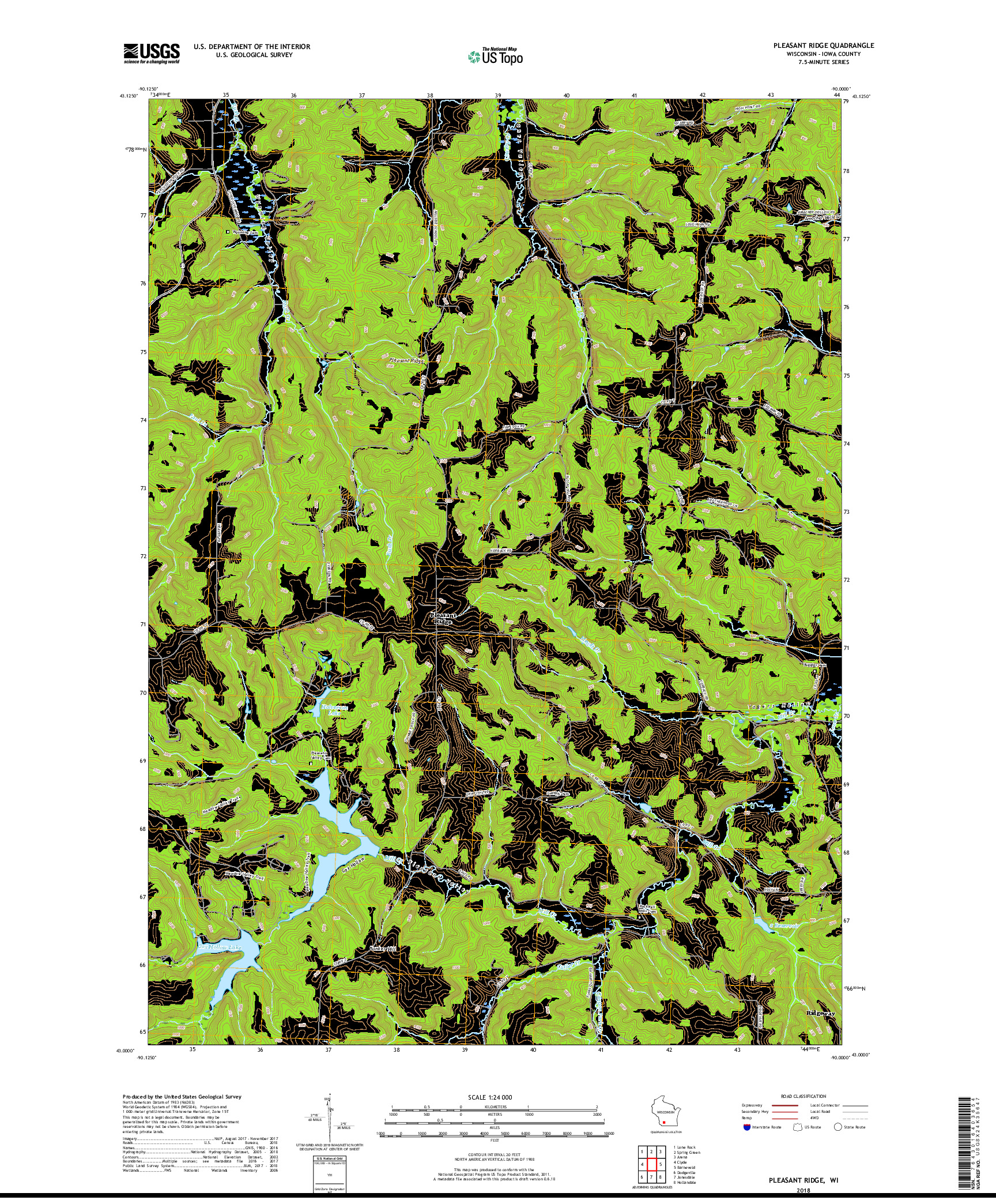 USGS US TOPO 7.5-MINUTE MAP FOR PLEASANT RIDGE, WI 2018
