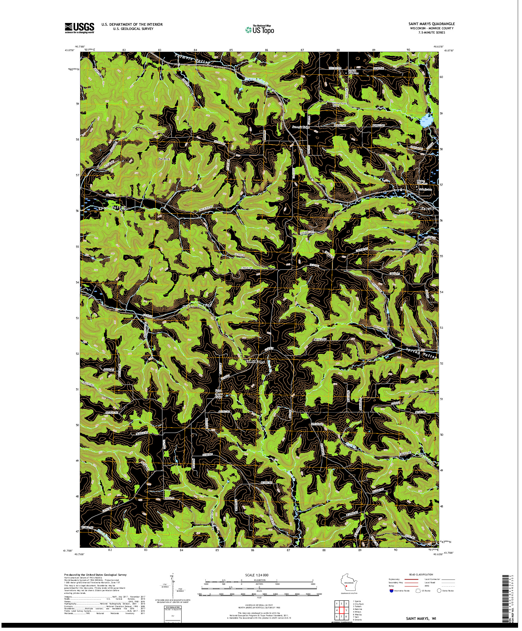 USGS US TOPO 7.5-MINUTE MAP FOR SAINT MARYS, WI 2018