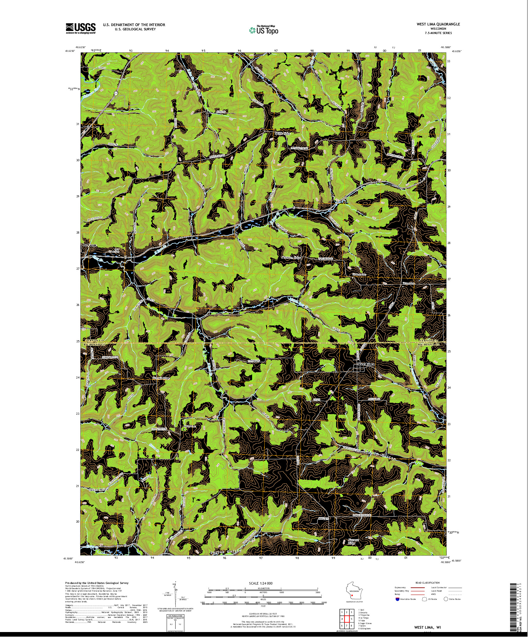 USGS US TOPO 7.5-MINUTE MAP FOR WEST LIMA, WI 2018