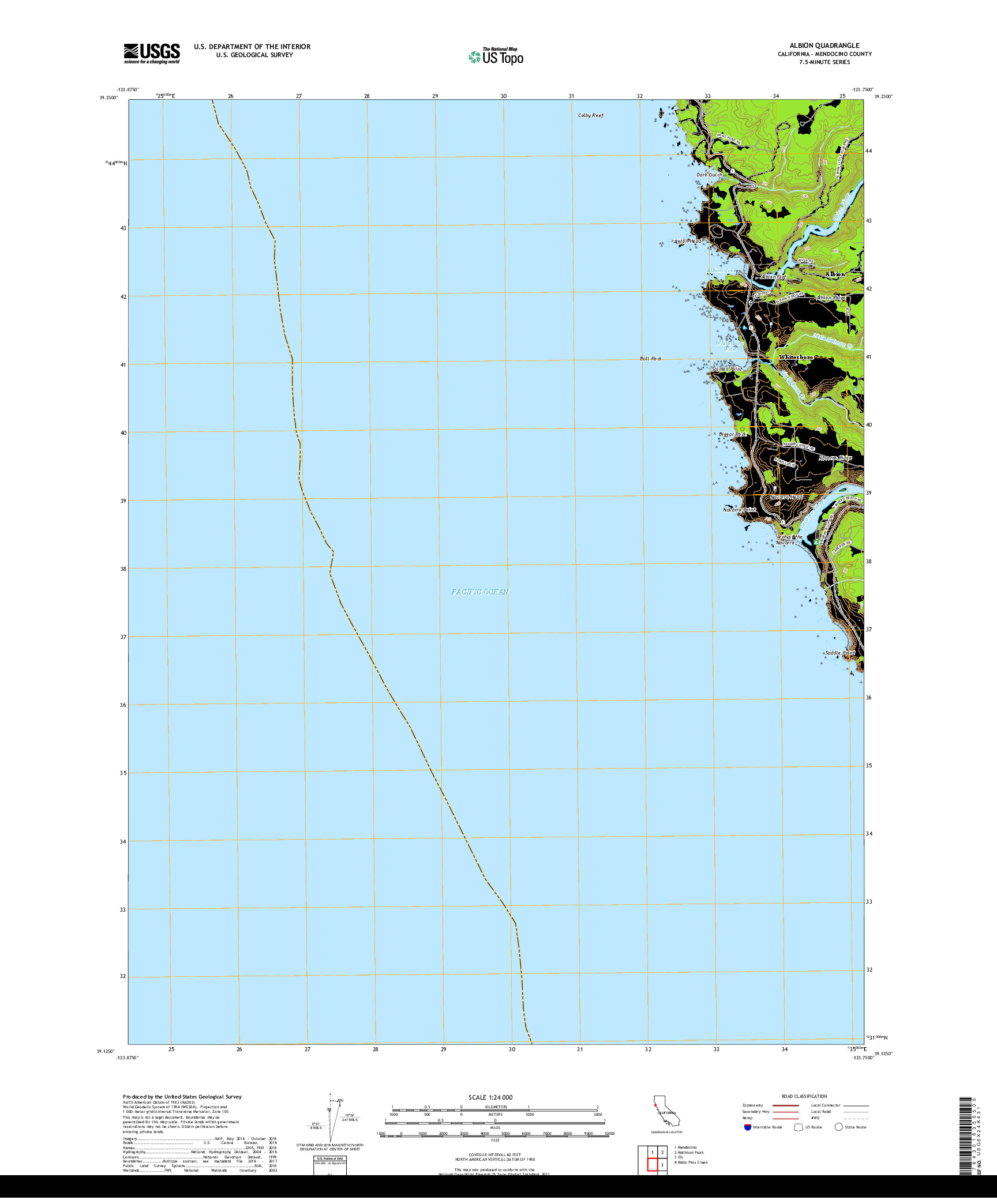 USGS US TOPO 7.5-MINUTE MAP FOR ALBION, CA 2018