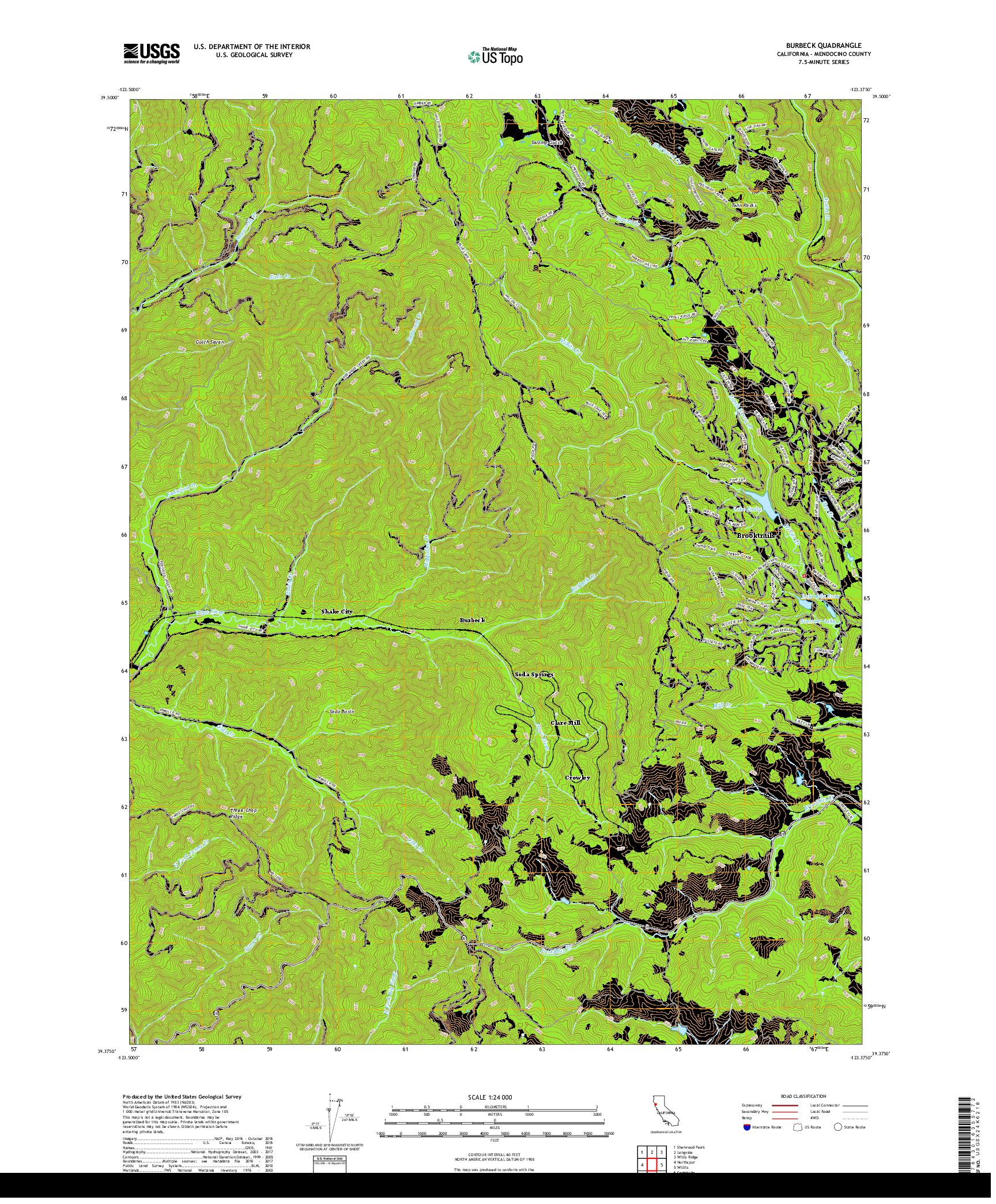 USGS US TOPO 7.5-MINUTE MAP FOR BURBECK, CA 2018