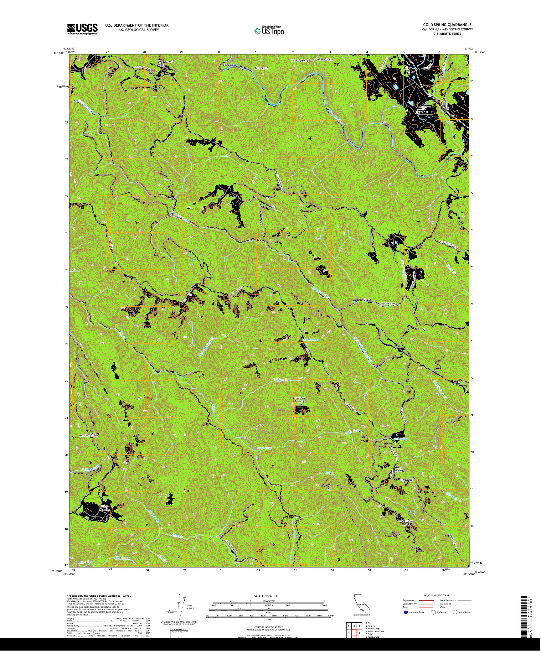 USGS US TOPO 7.5-MINUTE MAP FOR COLD SPRING, CA 2018