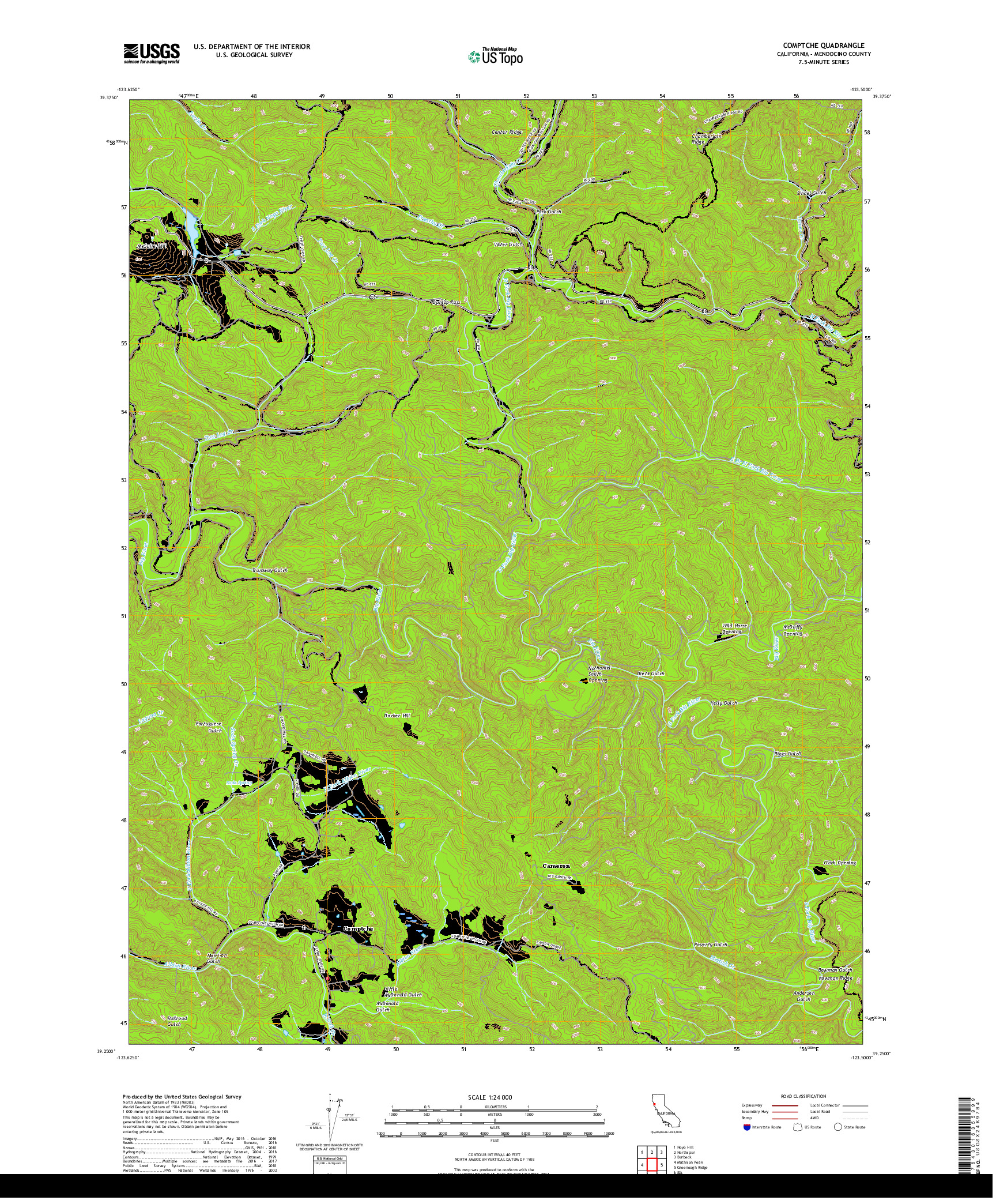 USGS US TOPO 7.5-MINUTE MAP FOR COMPTCHE, CA 2018