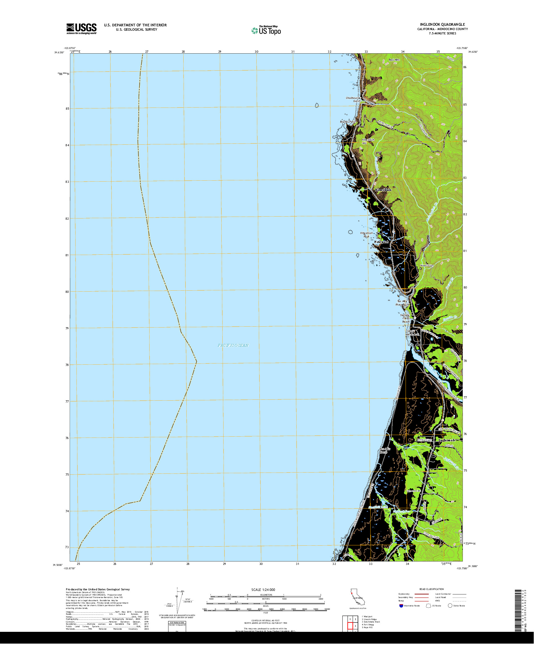 USGS US TOPO 7.5-MINUTE MAP FOR INGLENOOK, CA 2018