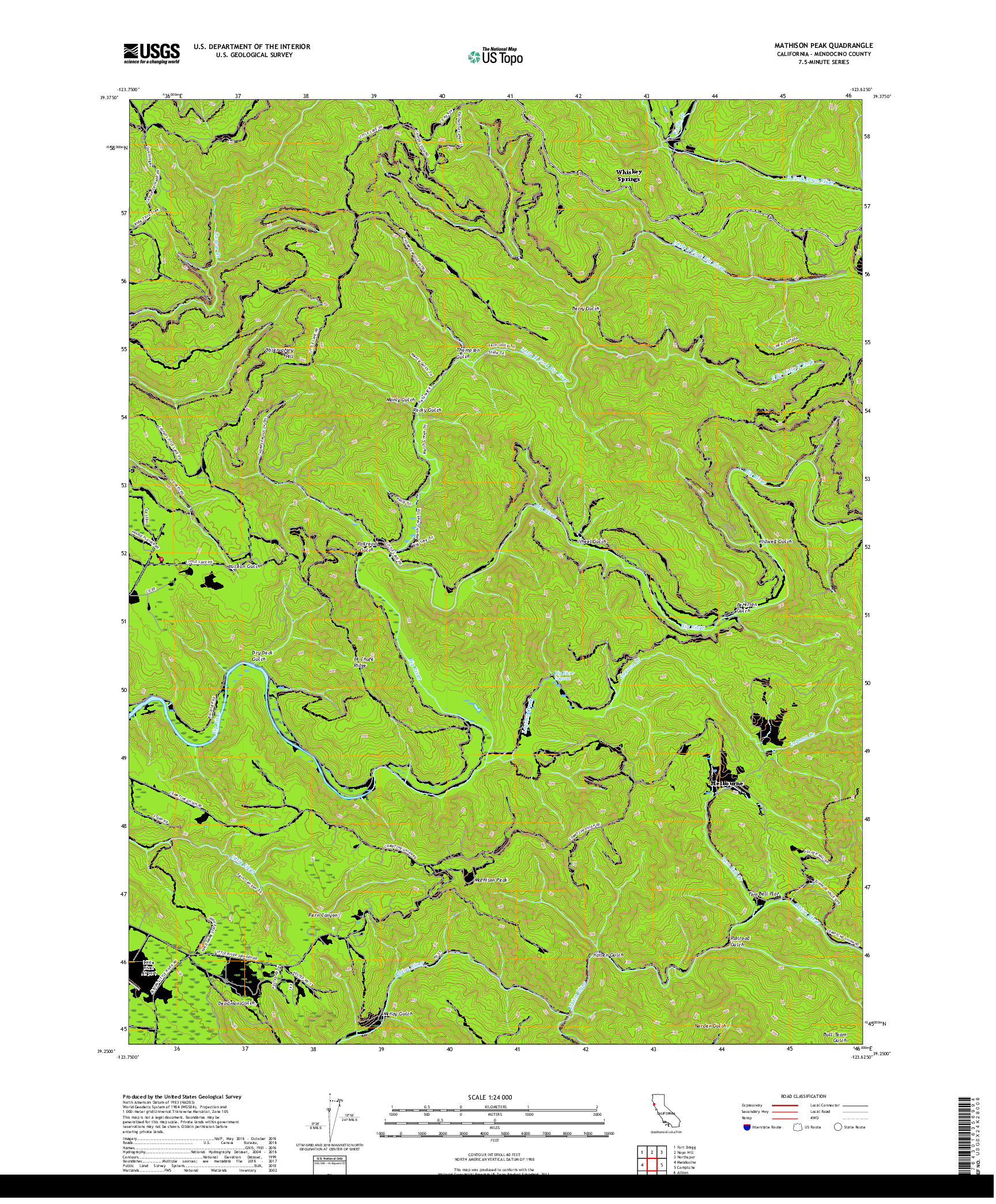 USGS US TOPO 7.5-MINUTE MAP FOR MATHISON PEAK, CA 2018