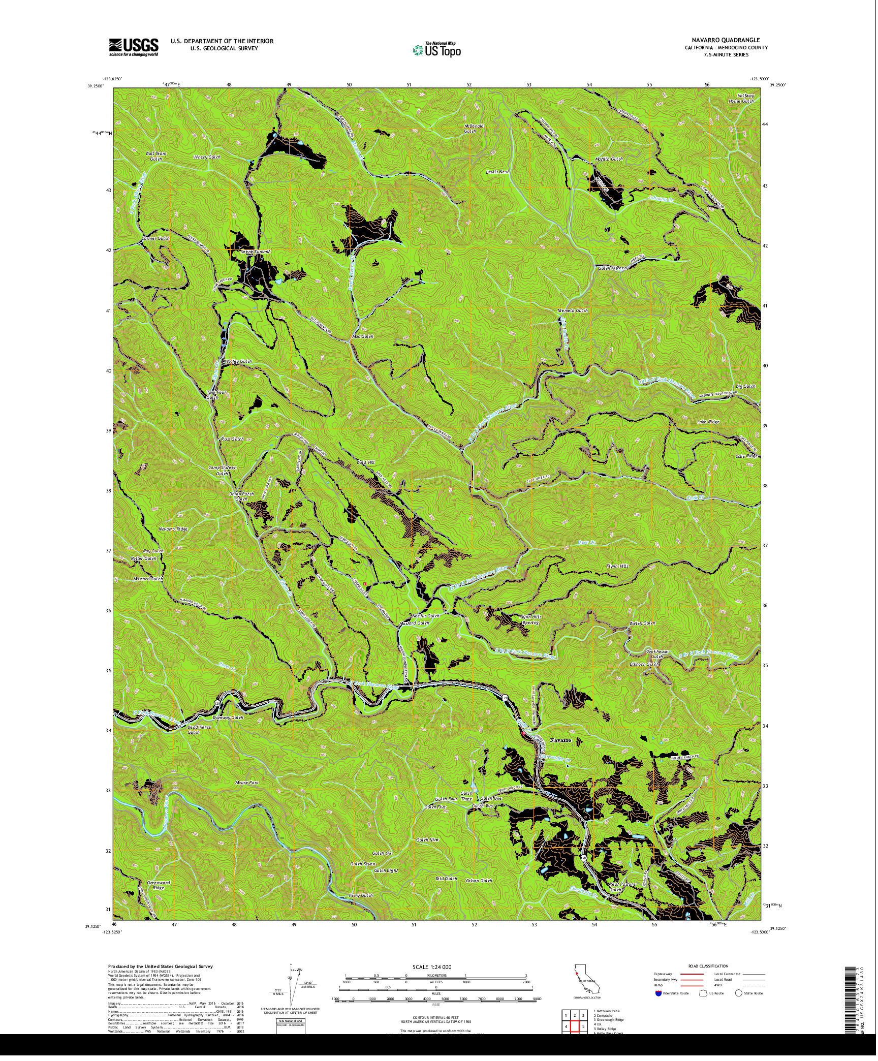 USGS US TOPO 7.5-MINUTE MAP FOR NAVARRO, CA 2018