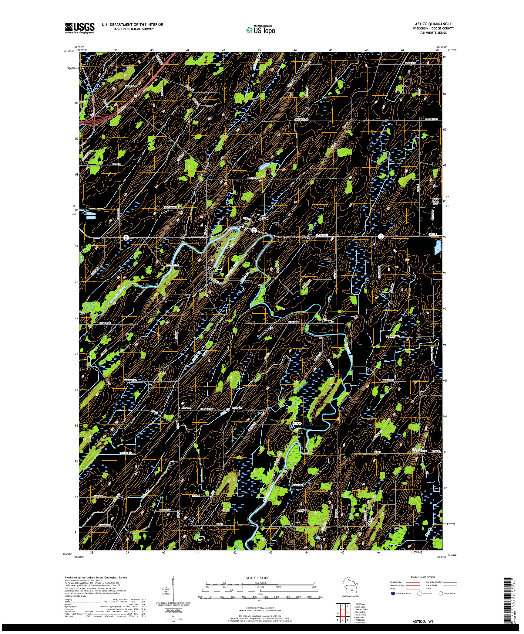 USGS US TOPO 7.5-MINUTE MAP FOR ASTICO, WI 2018
