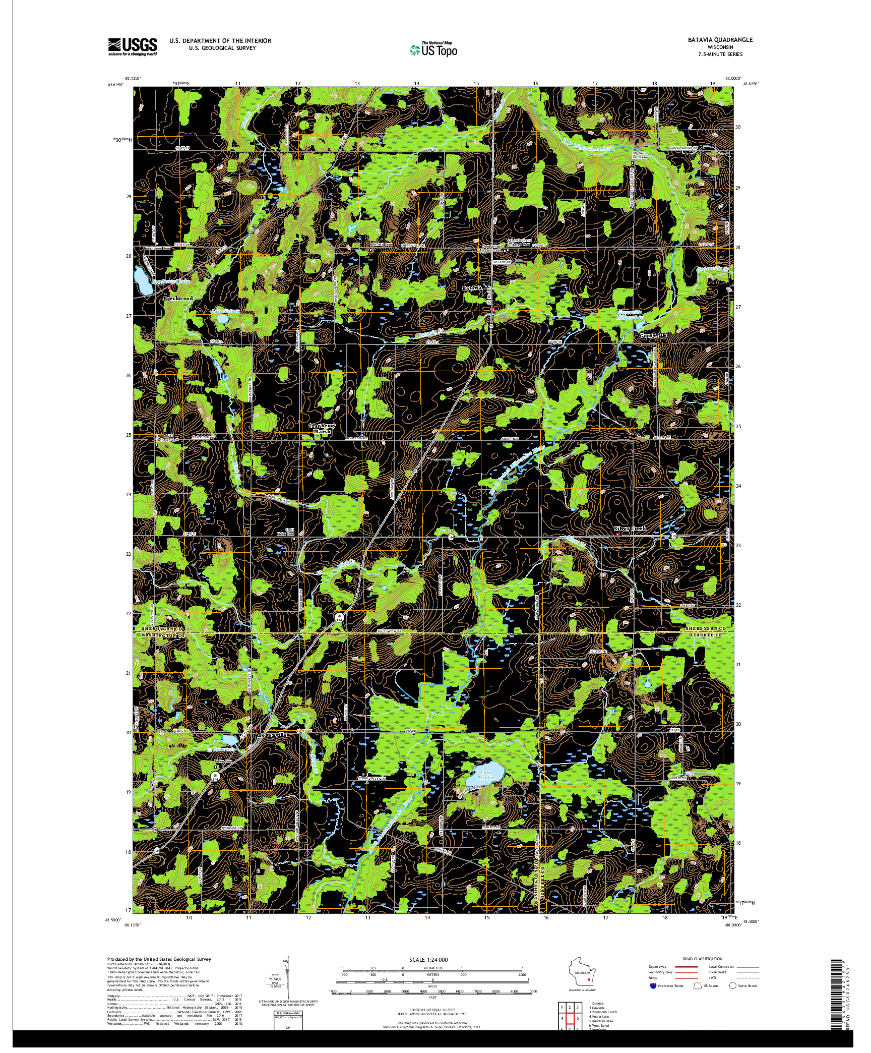 USGS US TOPO 7.5-MINUTE MAP FOR BATAVIA, WI 2018