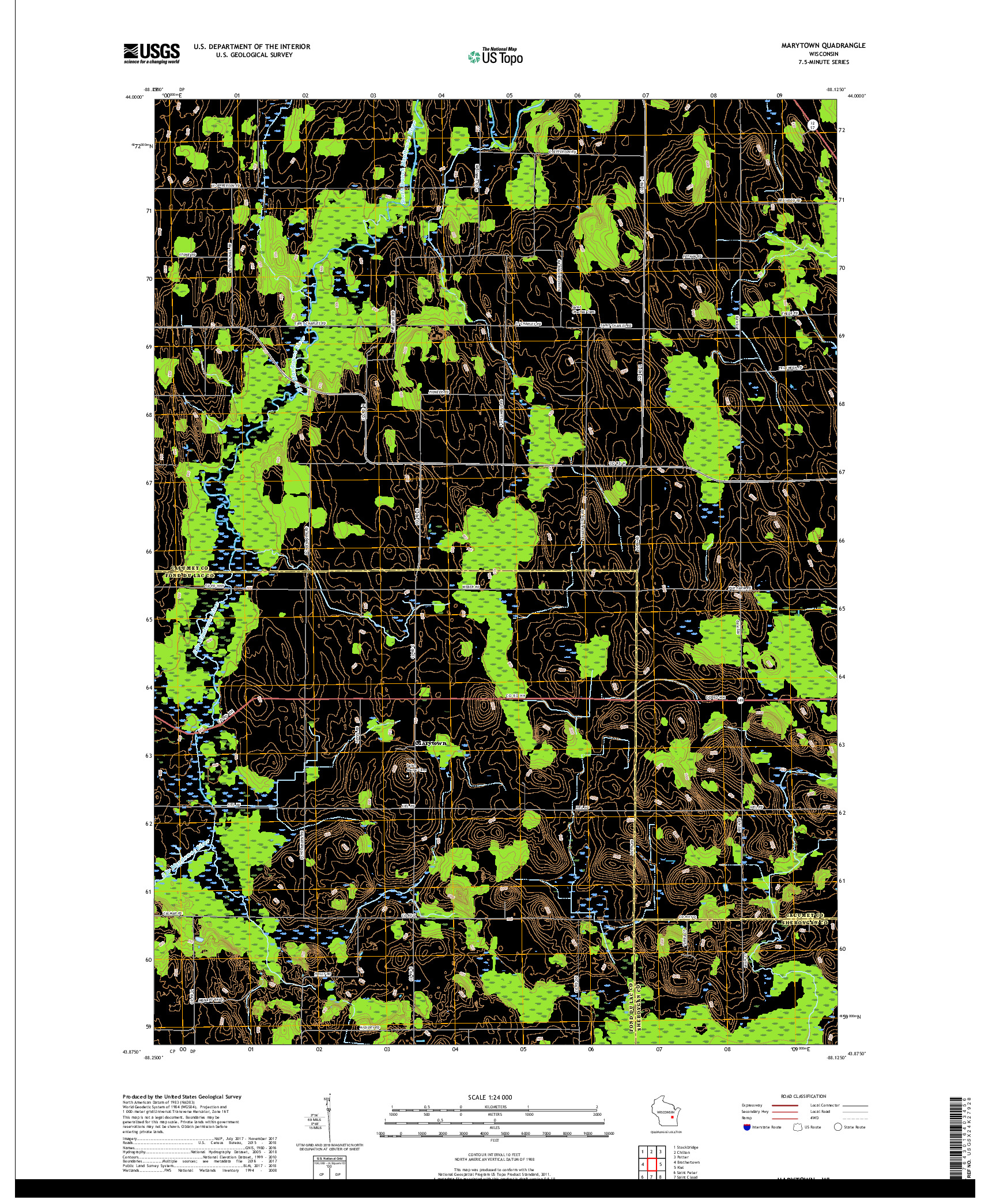 USGS US TOPO 7.5-MINUTE MAP FOR MARYTOWN, WI 2018