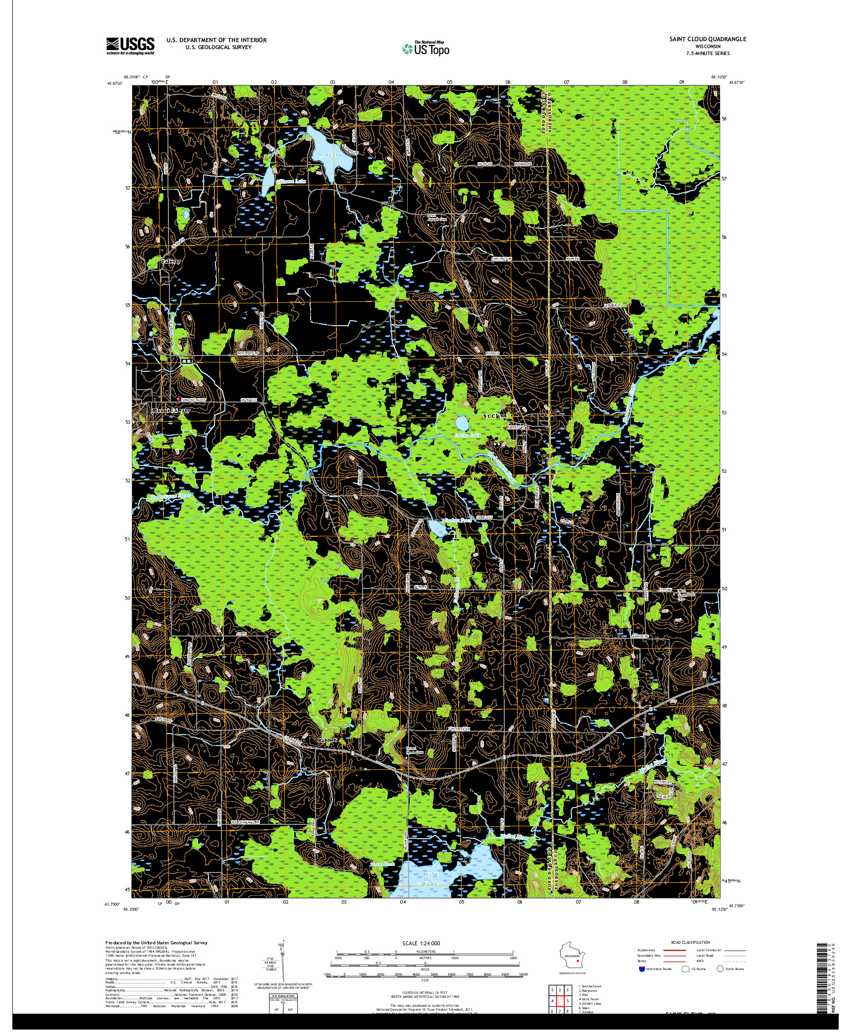 USGS US TOPO 7.5-MINUTE MAP FOR SAINT CLOUD, WI 2018