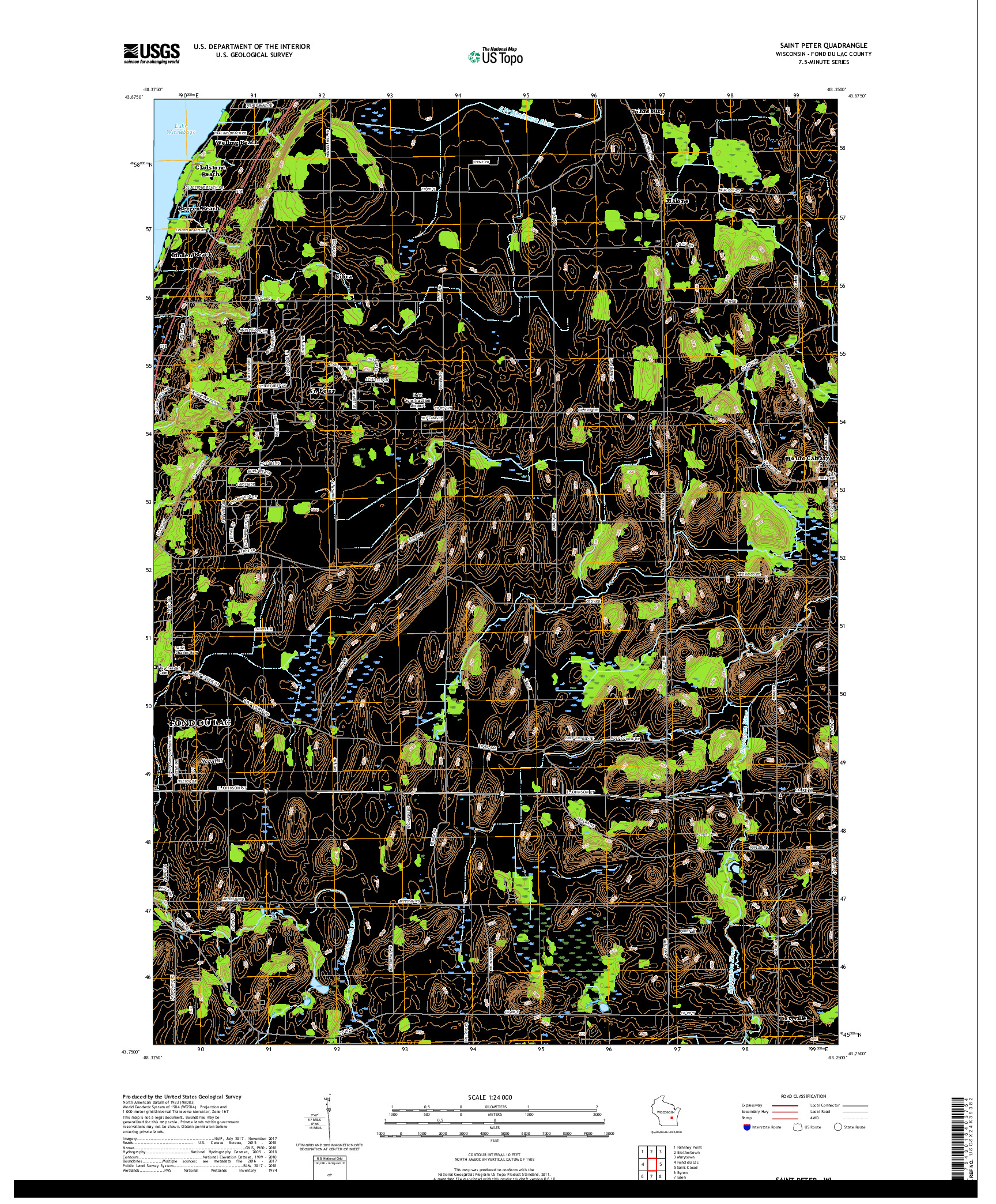 USGS US TOPO 7.5-MINUTE MAP FOR SAINT PETER, WI 2018