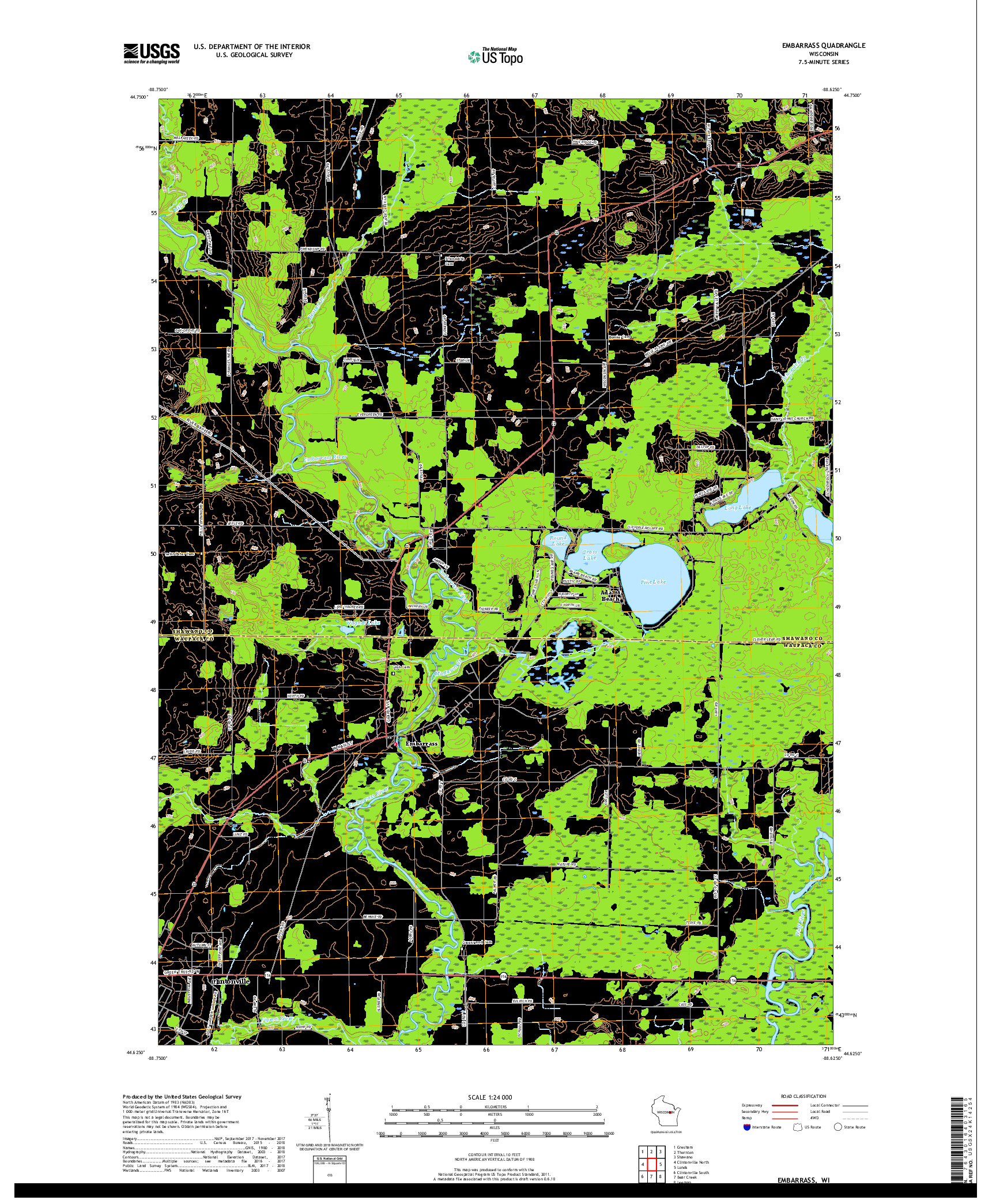 USGS US TOPO 7.5-MINUTE MAP FOR EMBARRASS, WI 2018