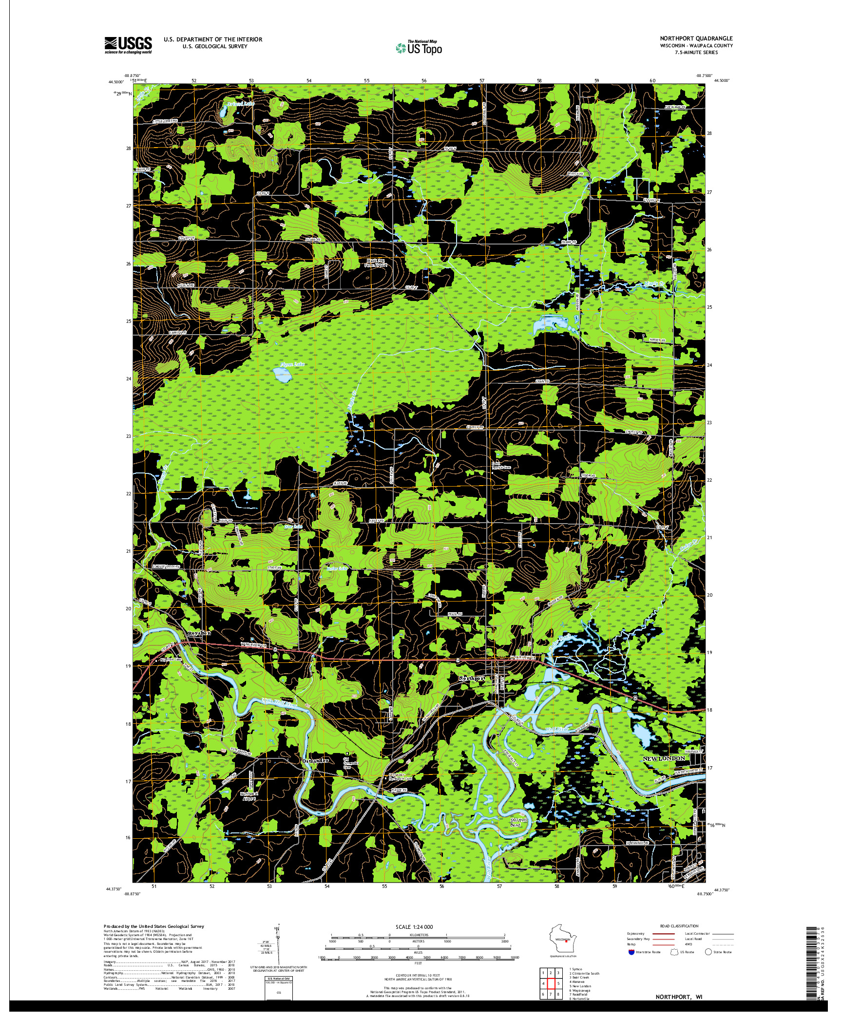 USGS US TOPO 7.5-MINUTE MAP FOR NORTHPORT, WI 2018