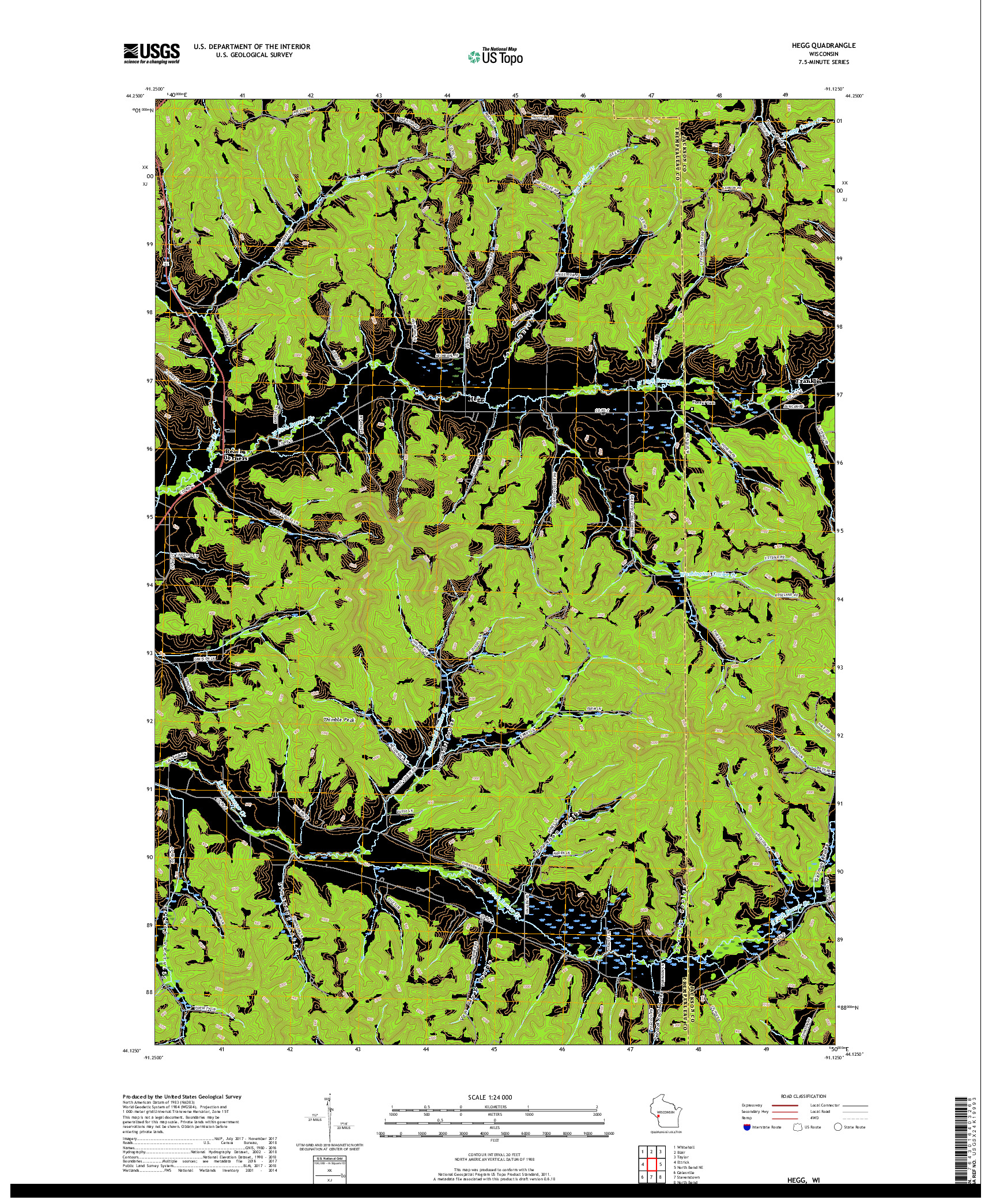 USGS US TOPO 7.5-MINUTE MAP FOR HEGG, WI 2018