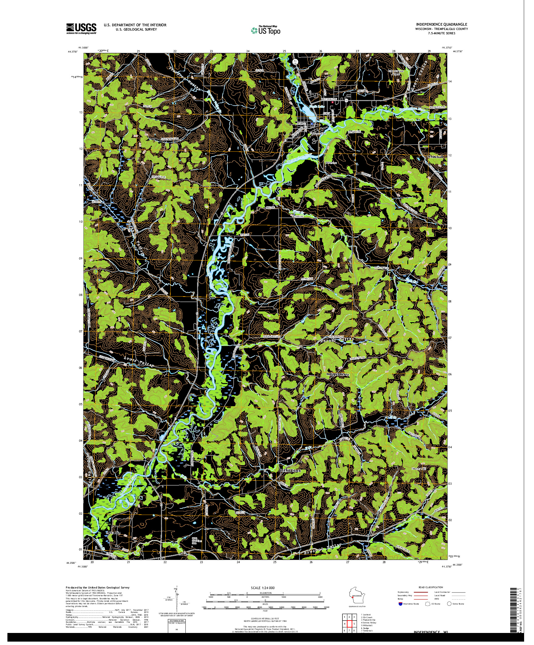 USGS US TOPO 7.5-MINUTE MAP FOR INDEPENDENCE, WI 2018