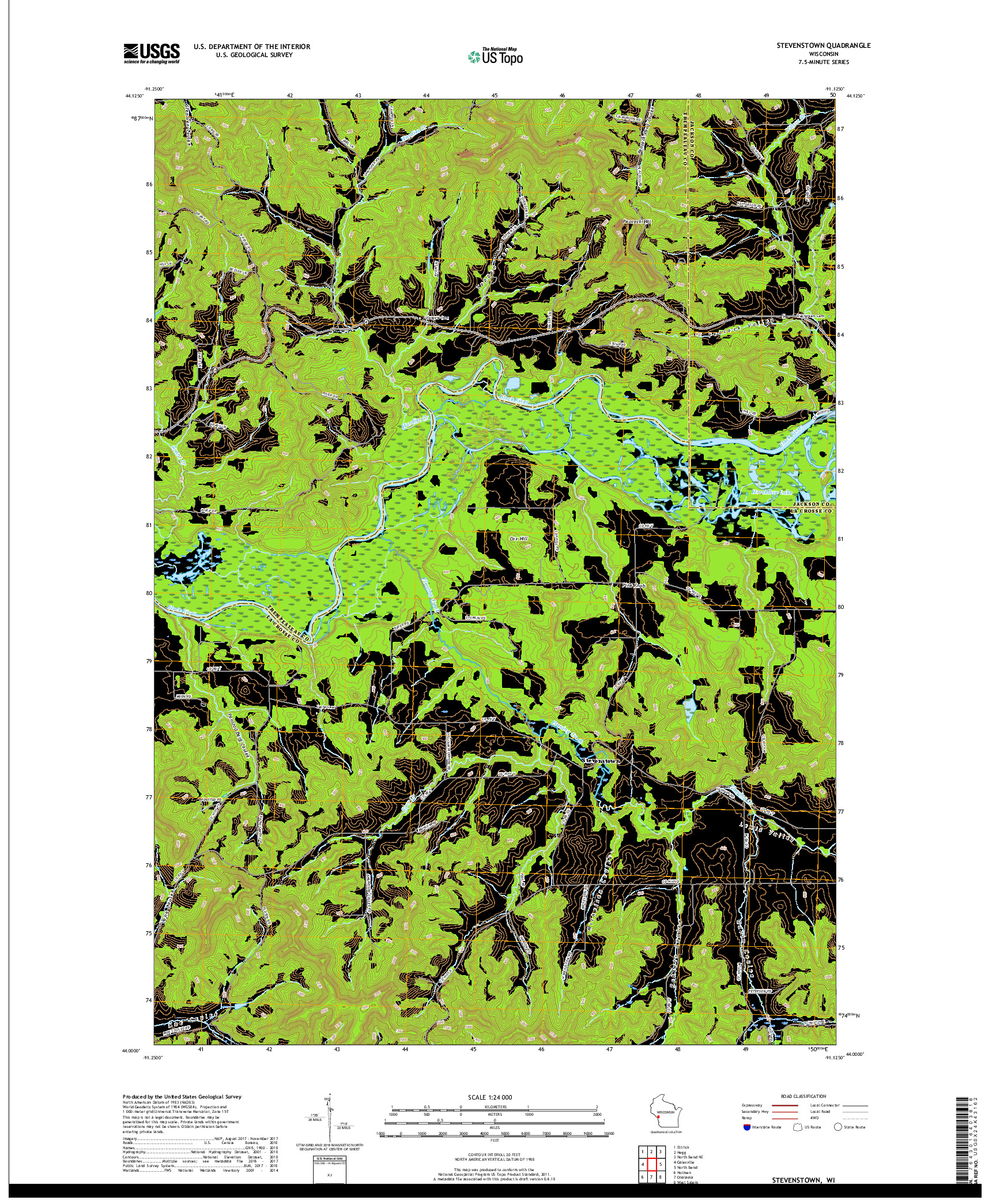 USGS US TOPO 7.5-MINUTE MAP FOR STEVENSTOWN, WI 2018