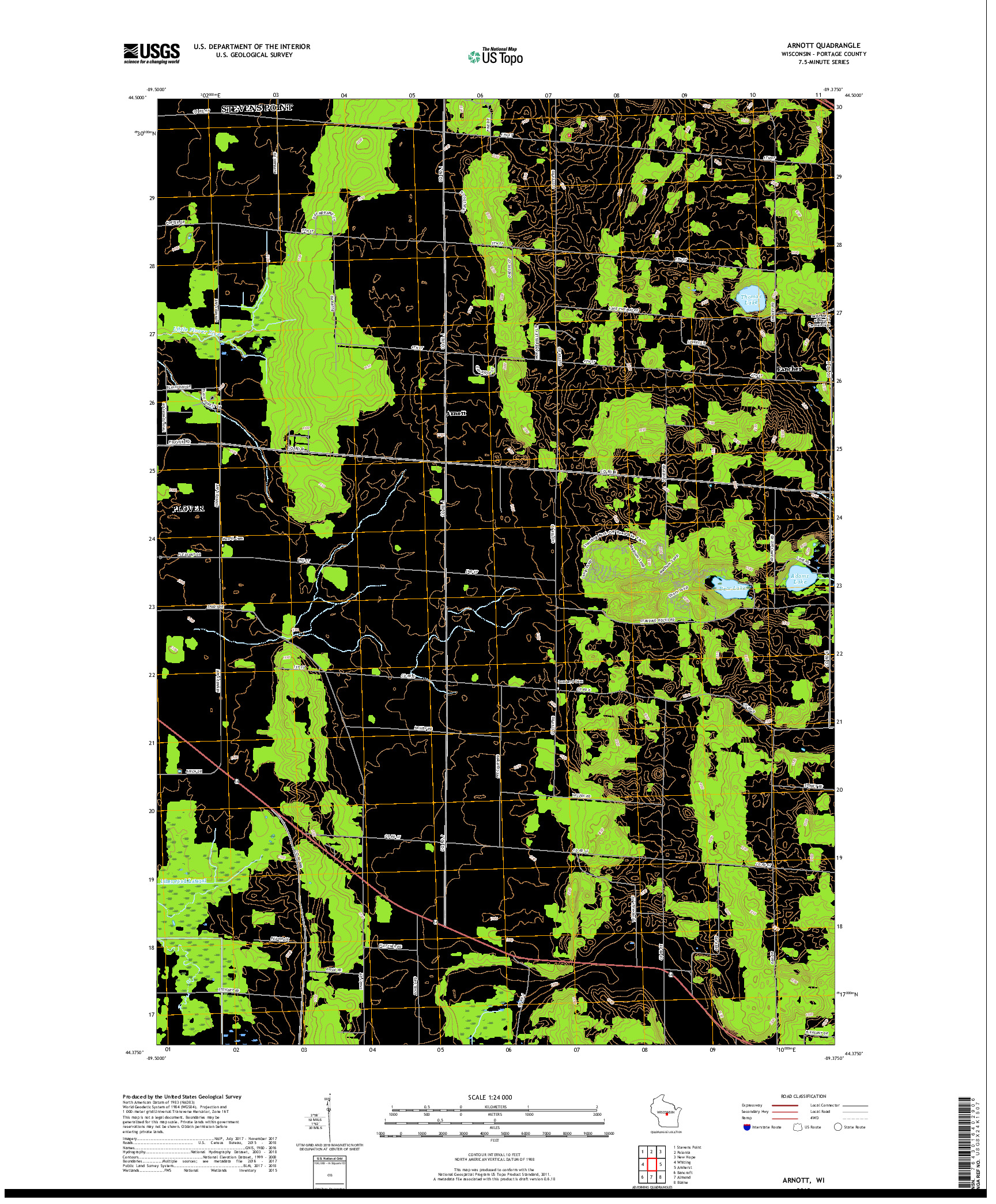 USGS US TOPO 7.5-MINUTE MAP FOR ARNOTT, WI 2018