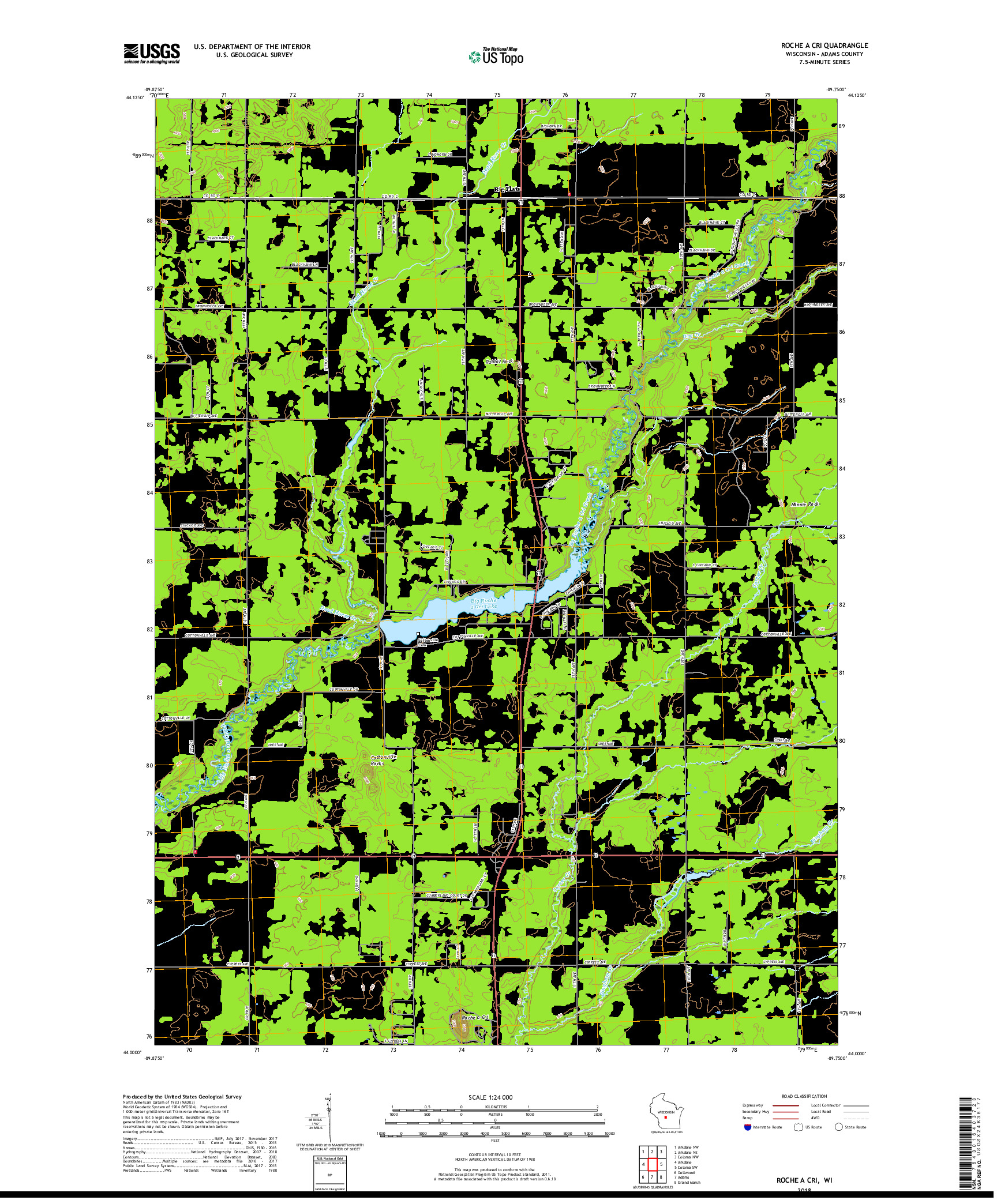 USGS US TOPO 7.5-MINUTE MAP FOR ROCHE A CRI, WI 2018