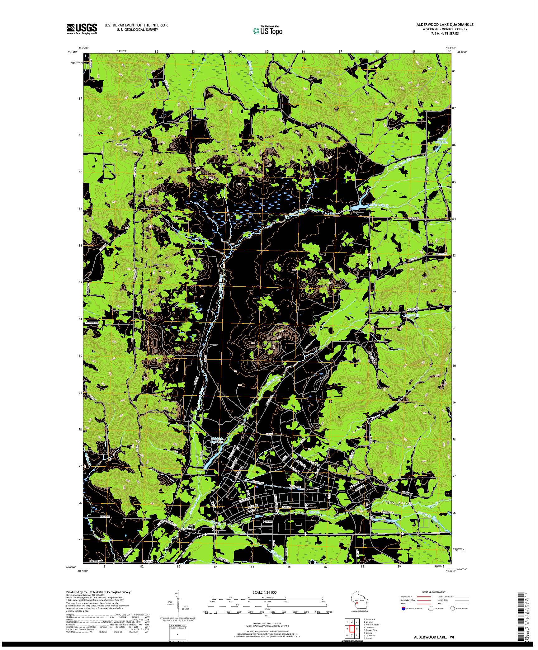 USGS US TOPO 7.5-MINUTE MAP FOR ALDERWOOD LAKE, WI 2018