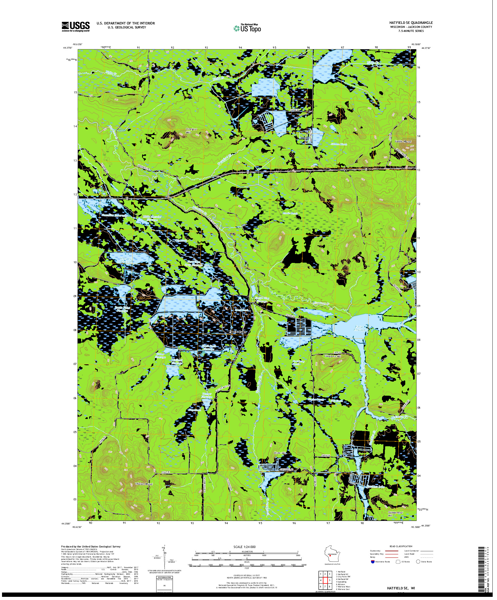 USGS US TOPO 7.5-MINUTE MAP FOR HATFIELD SE, WI 2018